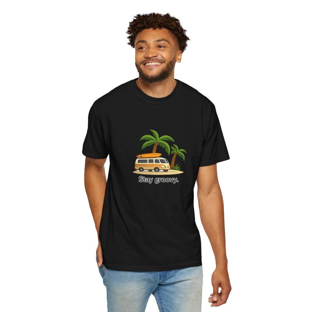 Vintage Surf Van T-Shirt – "Stay Groovy" Retro Beach Tee