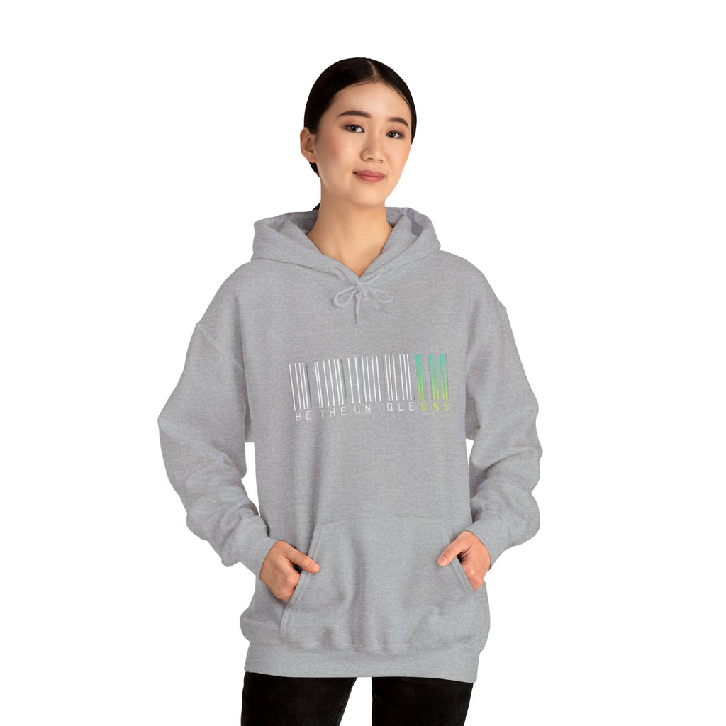 Unique One Barcode Hoodie — "Be the Unique One" Graphic Pullover