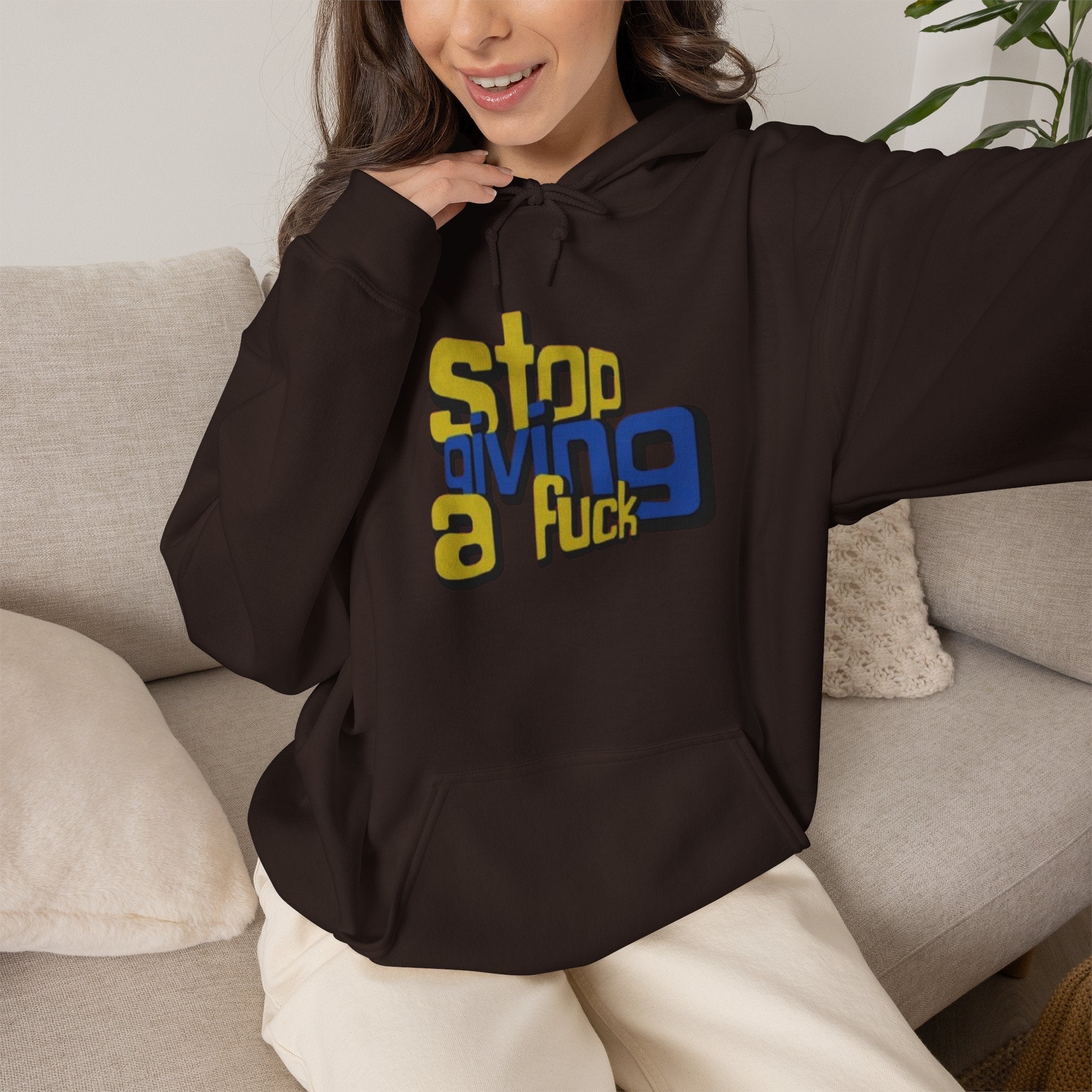 Hoodie — "Stop Giving a F*ck" Bold Retro Graphic Hoodie
