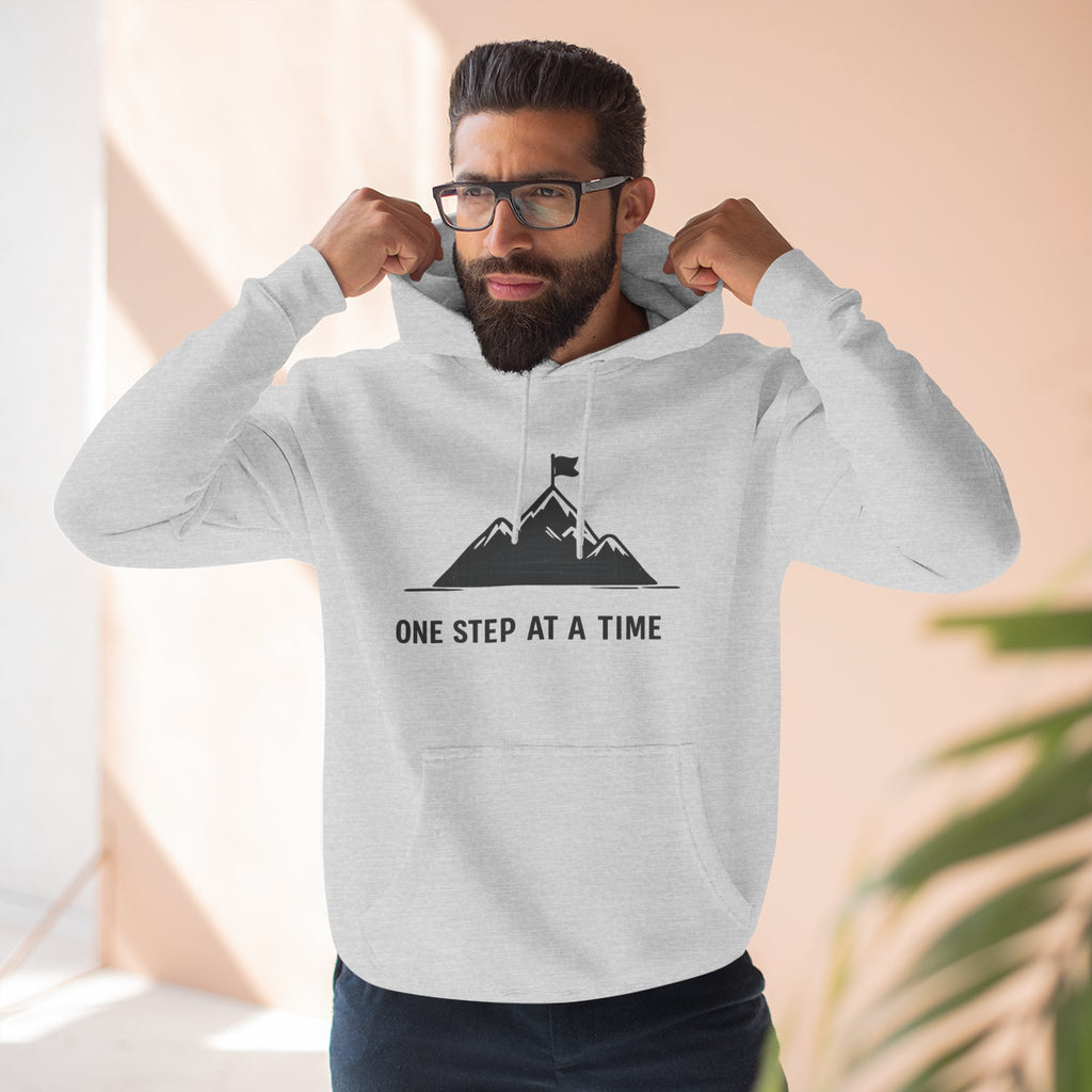 Hoodie - 'One Step at a Time' Mountain Graphic Fleece Hoodie