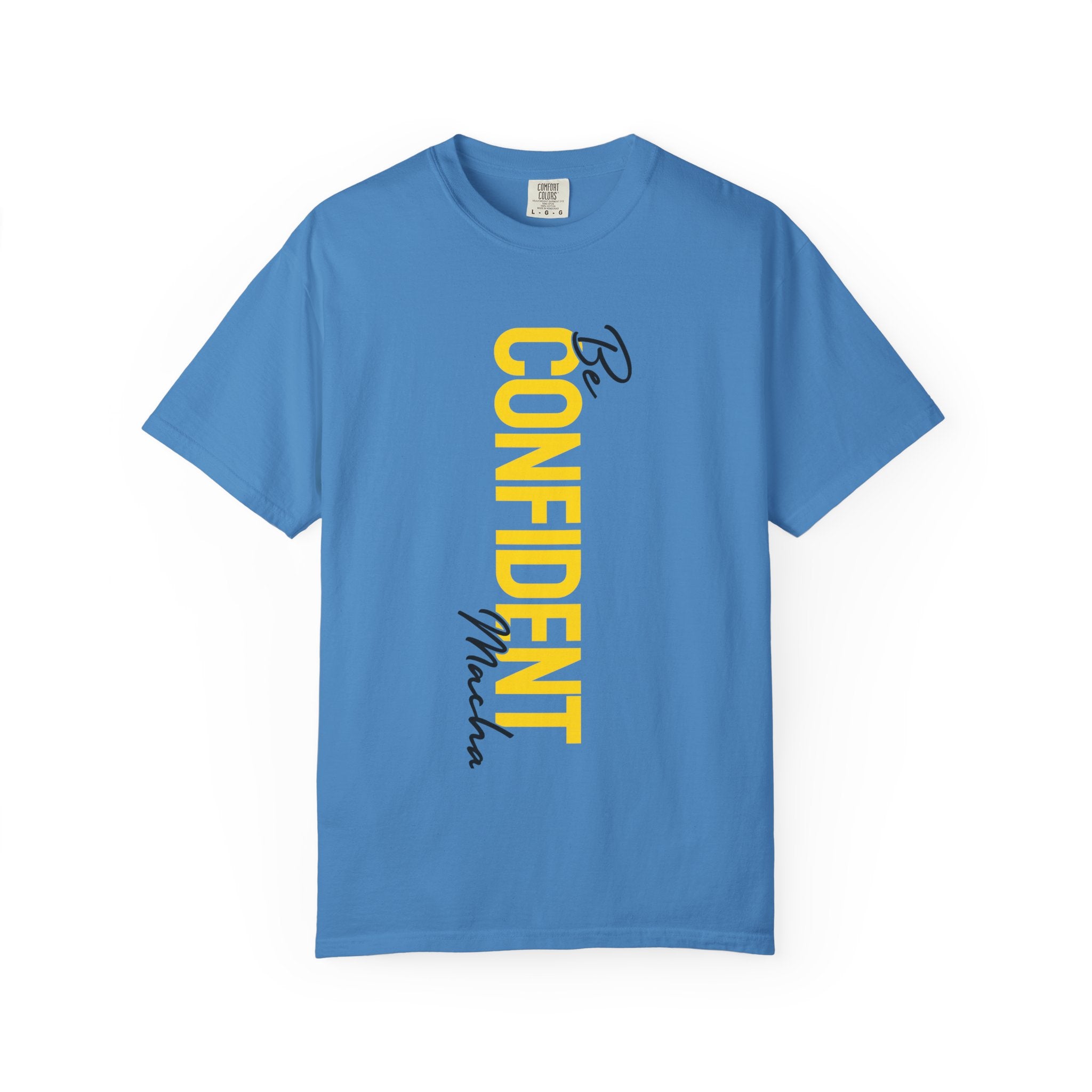 Be Confident Vertical Text T-Shirt — Motivational Graphic Tee