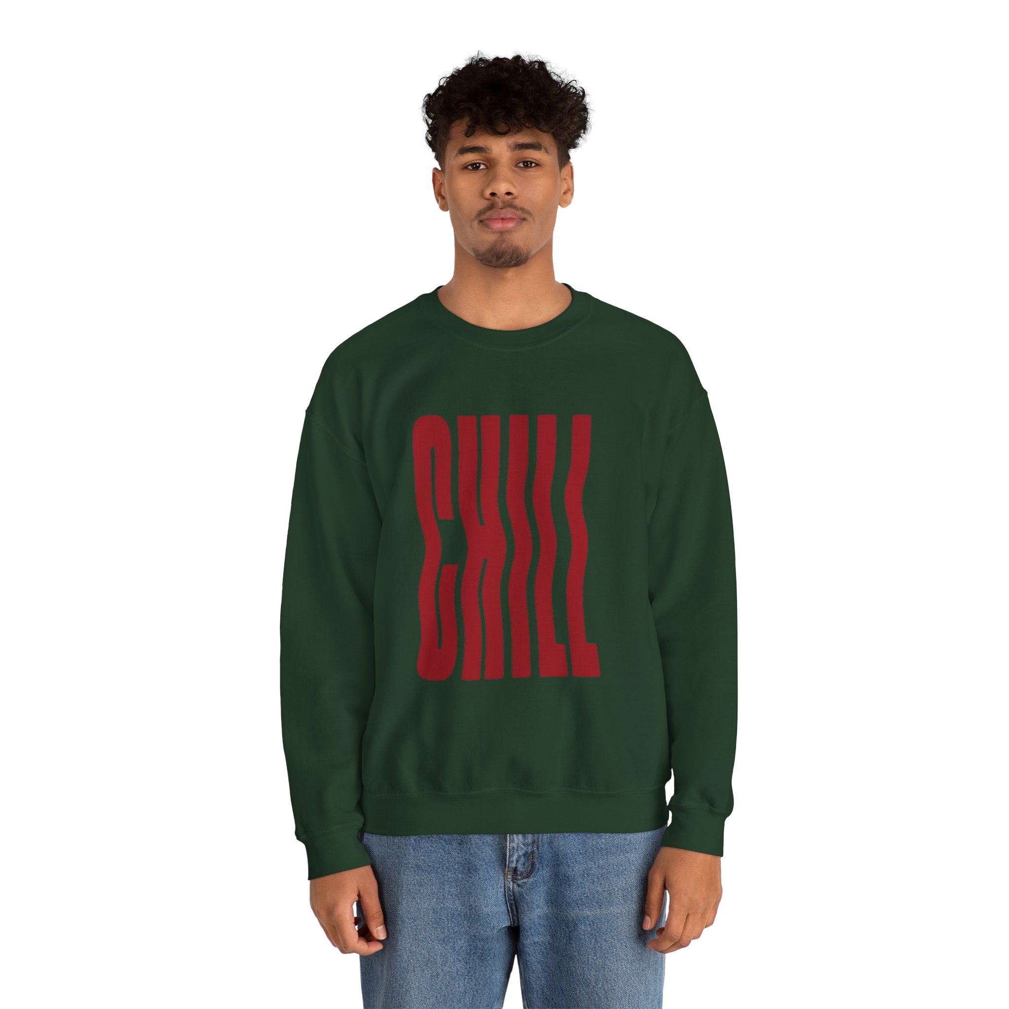 Chill Distorted Text Crewneck Sweatshirt