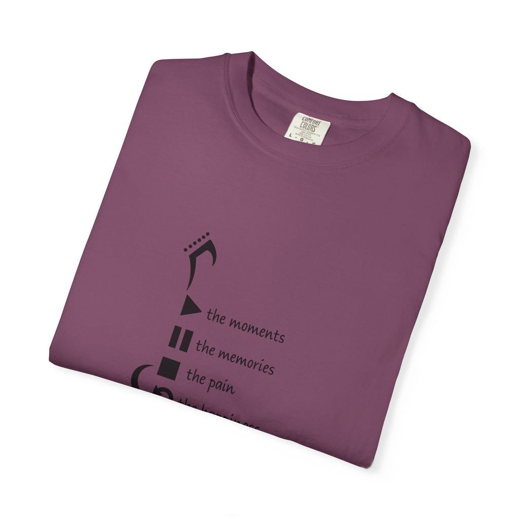 Guitar Silhouette Tee — "Our Moments, Our Memories, Our Music, Our Happiness"