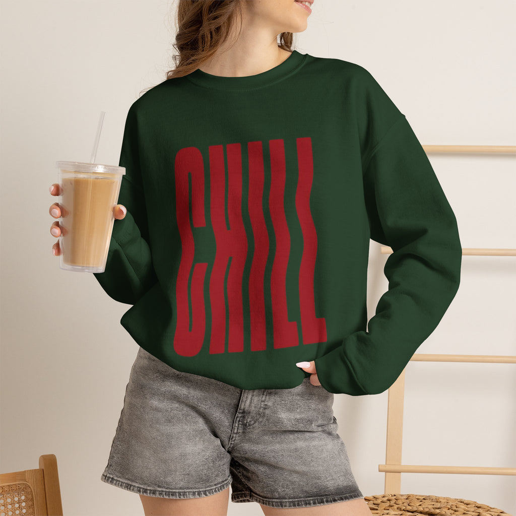 Chill Distorted Text Crewneck Sweatshirt