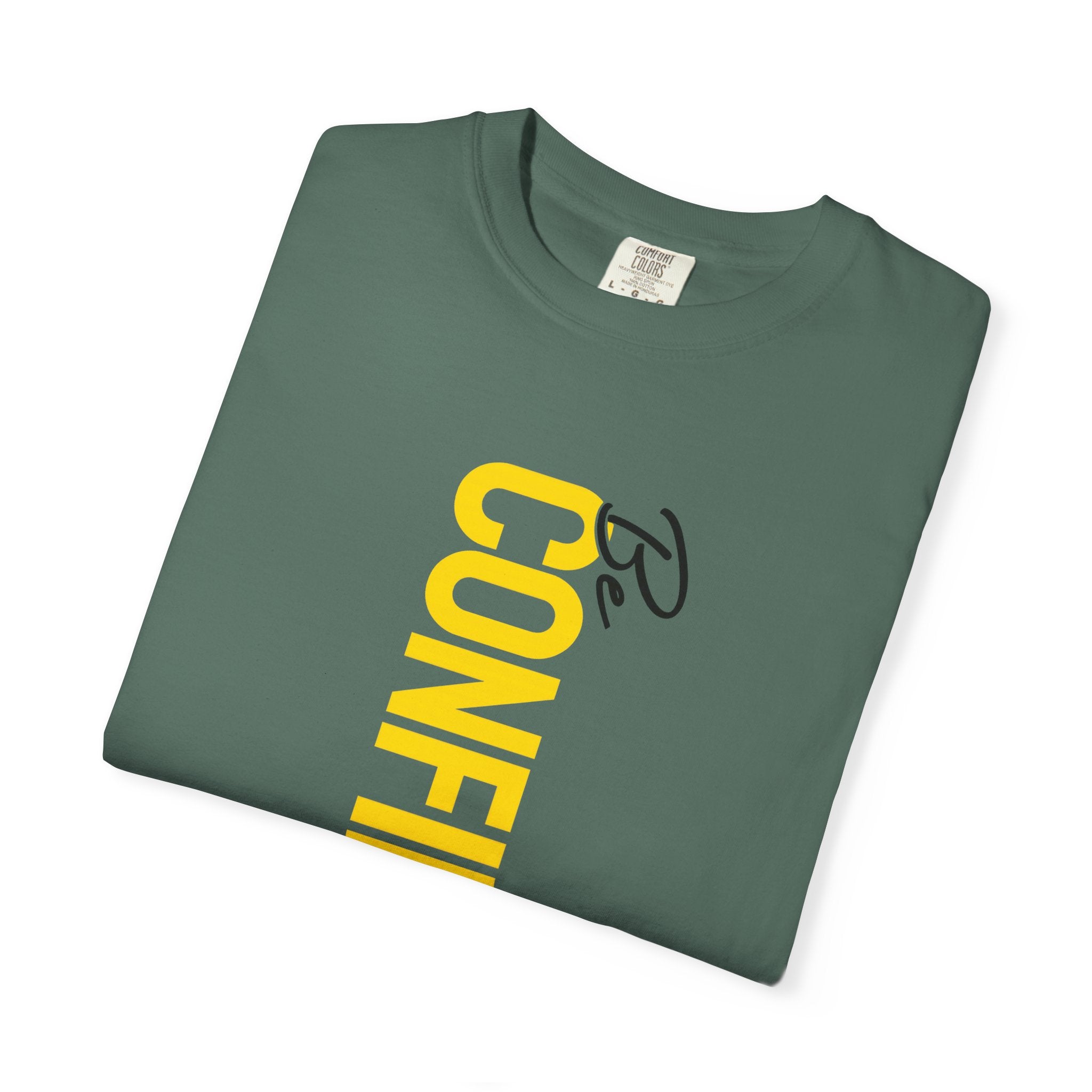 Be Confident Vertical Text T-Shirt — Motivational Graphic Tee