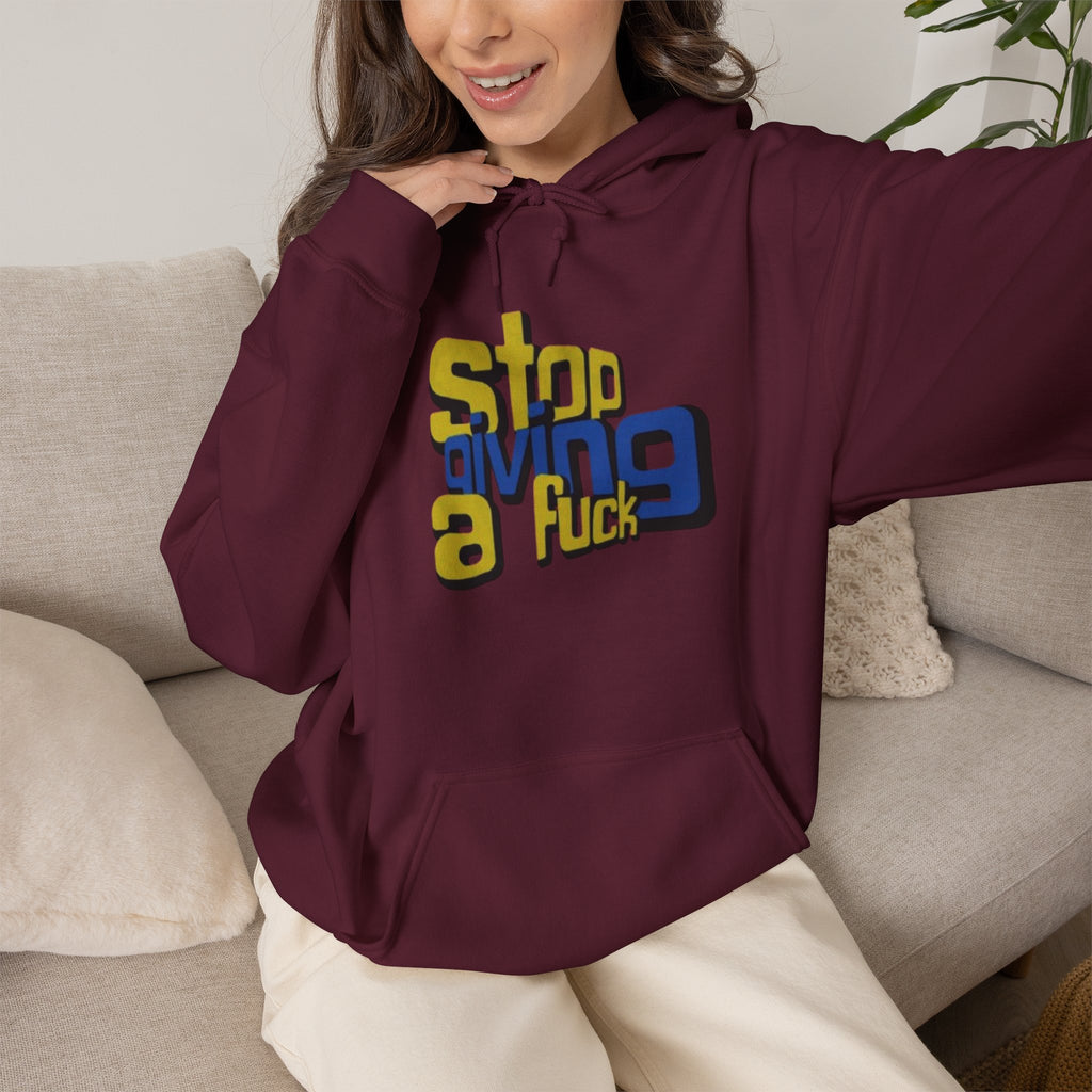 Hoodie — "Stop Giving a F*ck" Bold Retro Graphic Hoodie