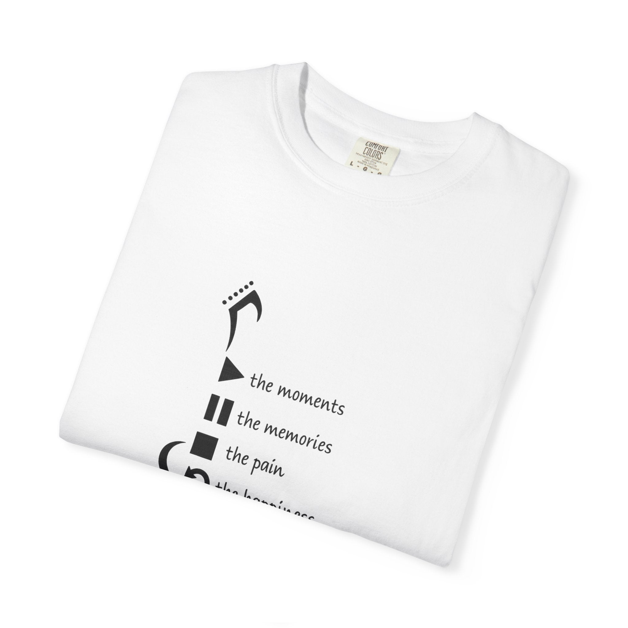 Guitar Silhouette Tee — "Our Moments, Our Memories, Our Music, Our Happiness"