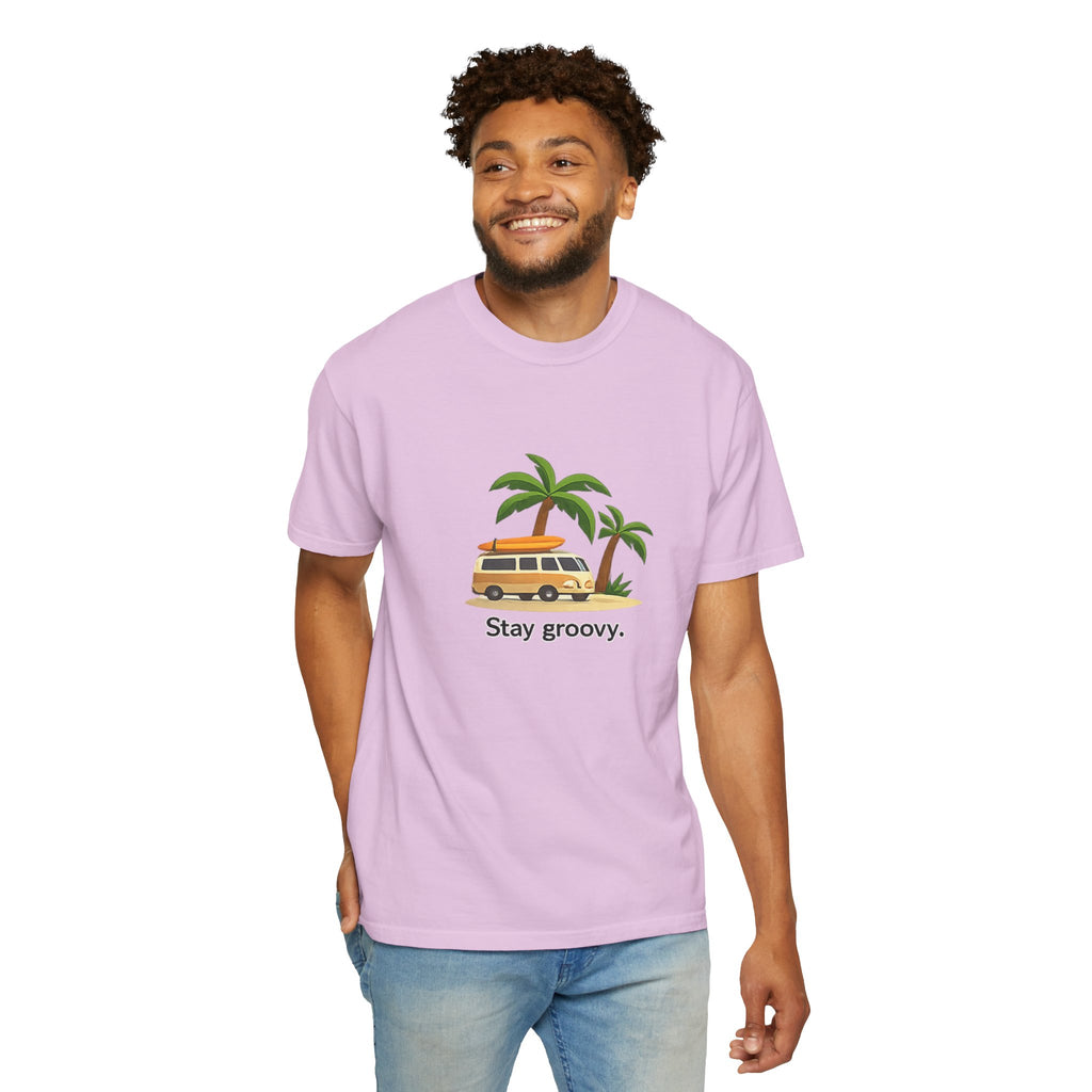 Vintage Surf Van T-Shirt – "Stay Groovy" Retro Beach Tee