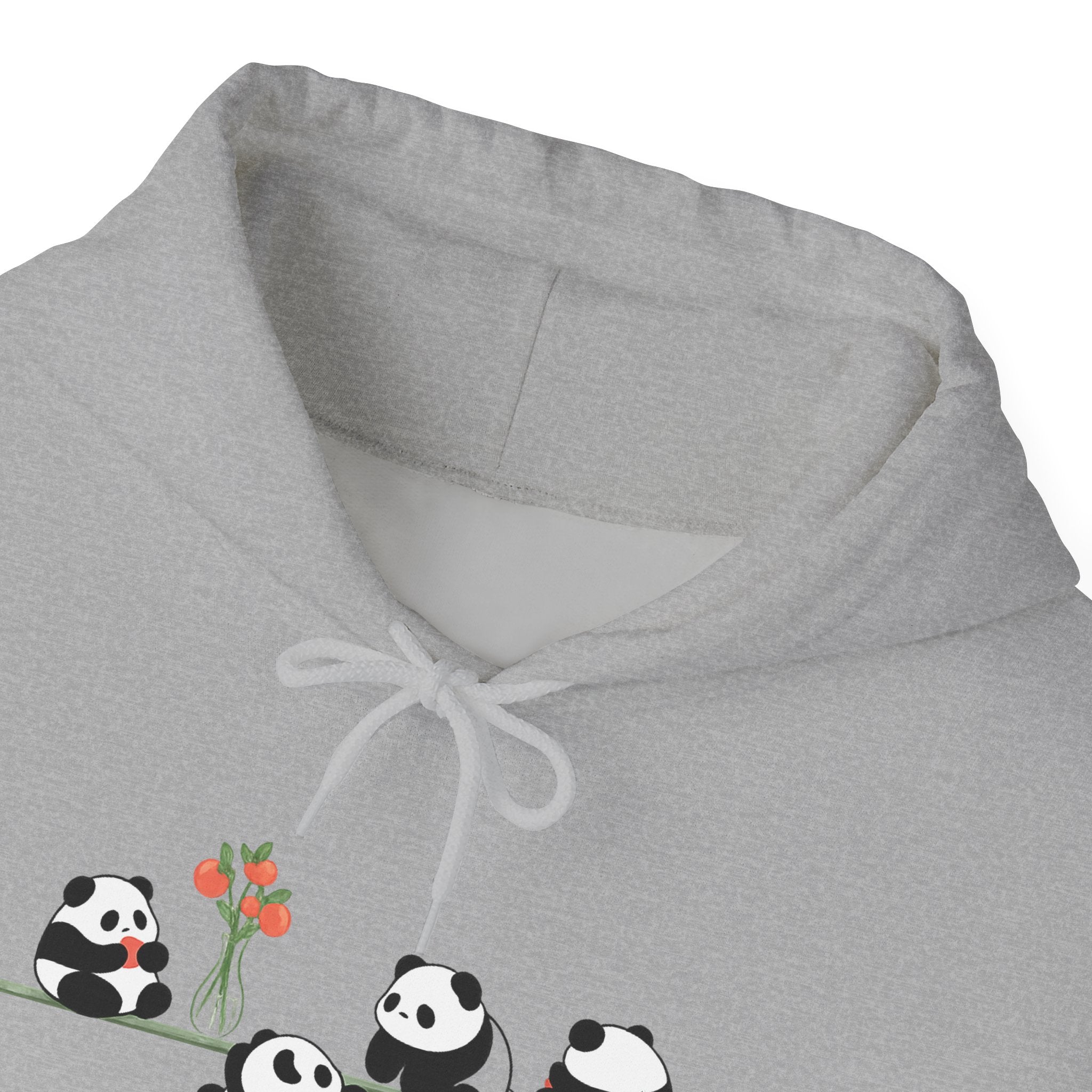 Pandas on a Line Hoodie — Cute Cartoon Pandas Holding Flower Pullover