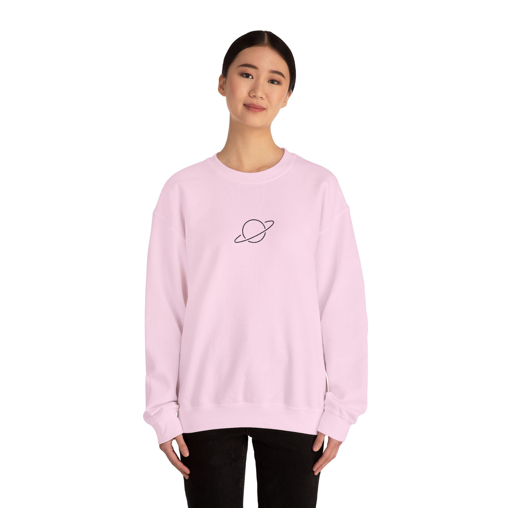 Minimal Planet Crewneck Sweatshirt Embroidered