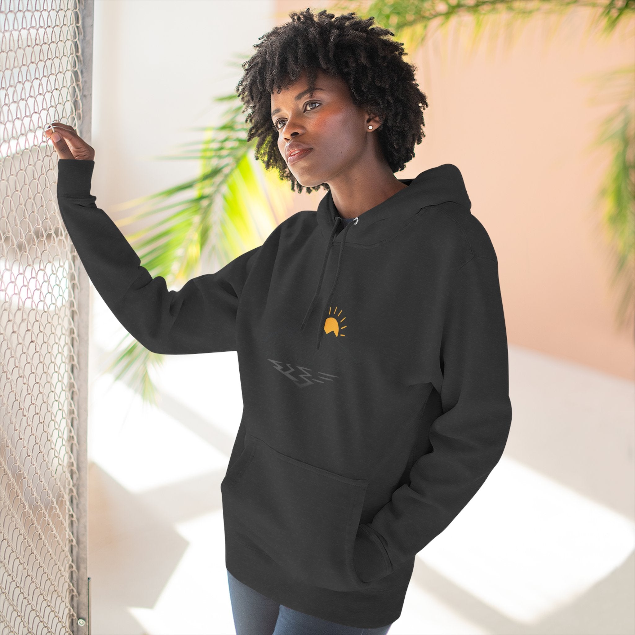 Mountain Sunrise Hoodie — Minimal Outdoor Graphic Pullover