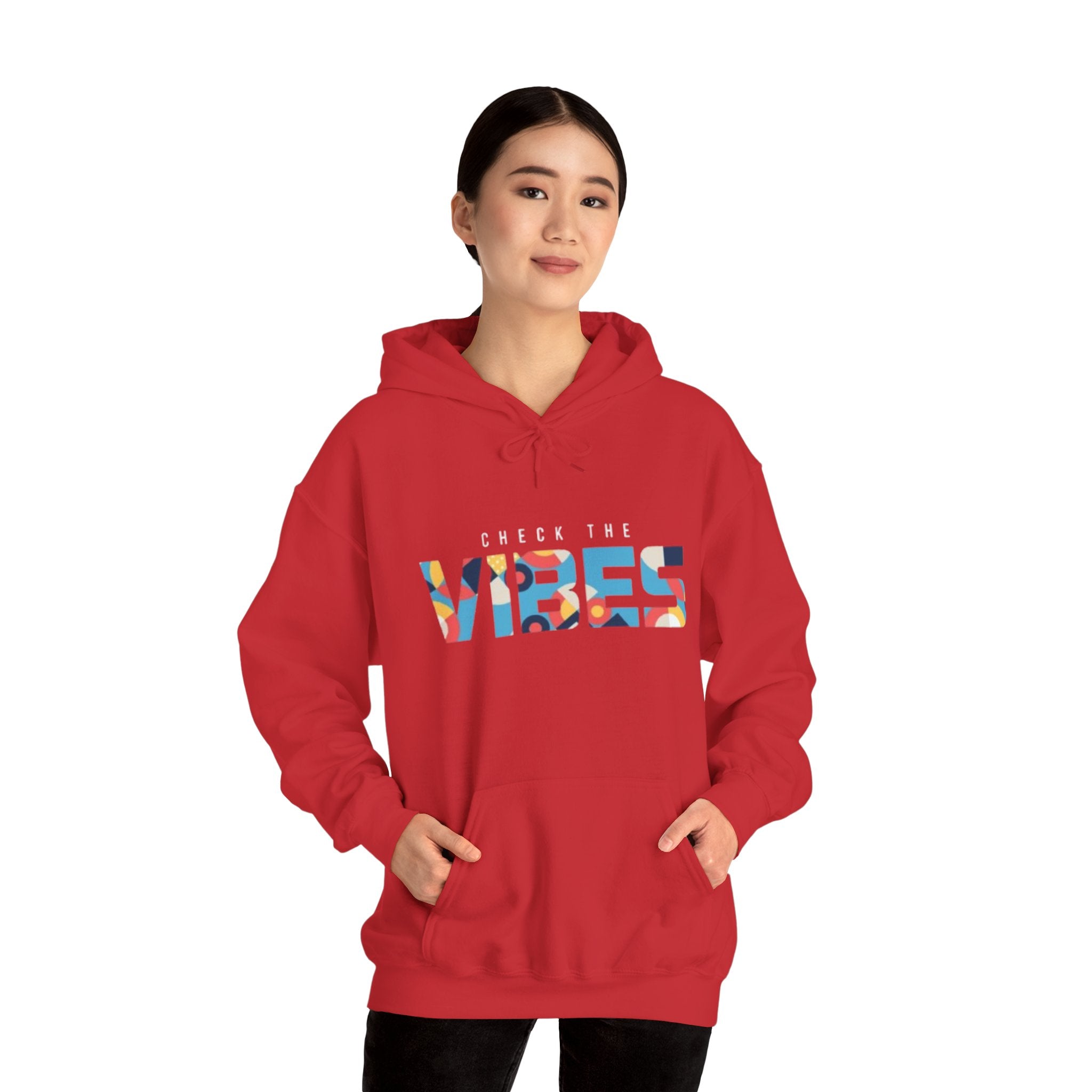 Check The Vibes Hoodie – Colorful Retro Graphic Pullover