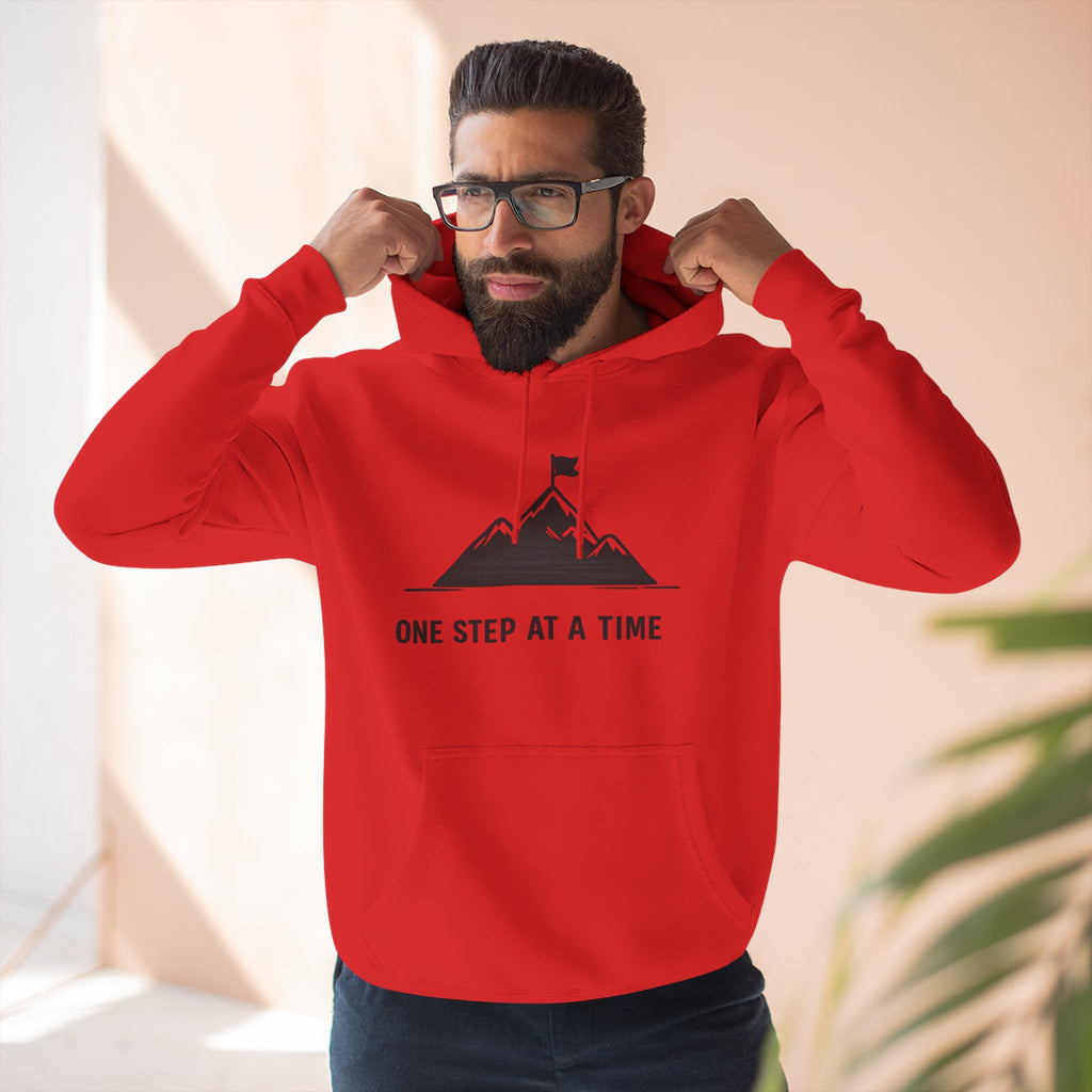 Hoodie - 'One Step at a Time' Mountain Graphic Fleece Hoodie