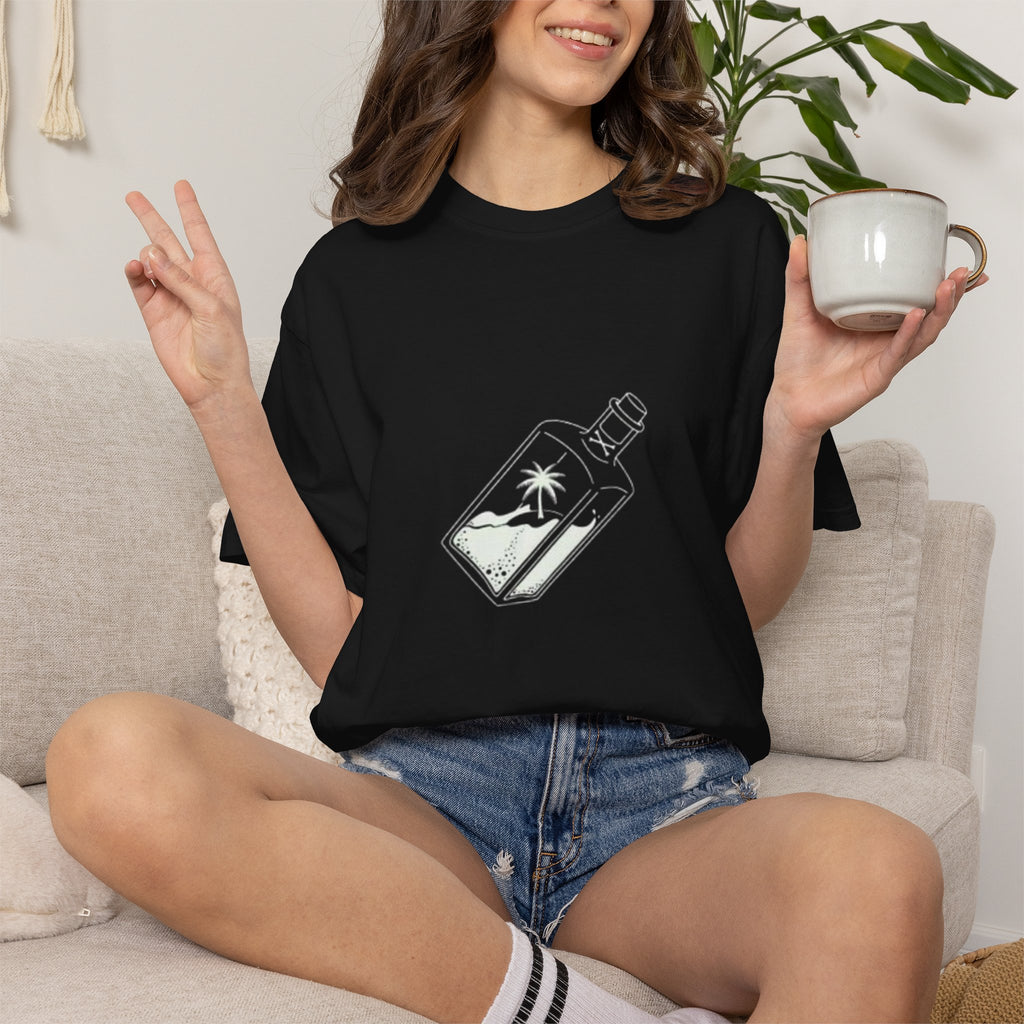 Pocket Island T‑Shirt — Minimal Bottle Isle Graphic Tee