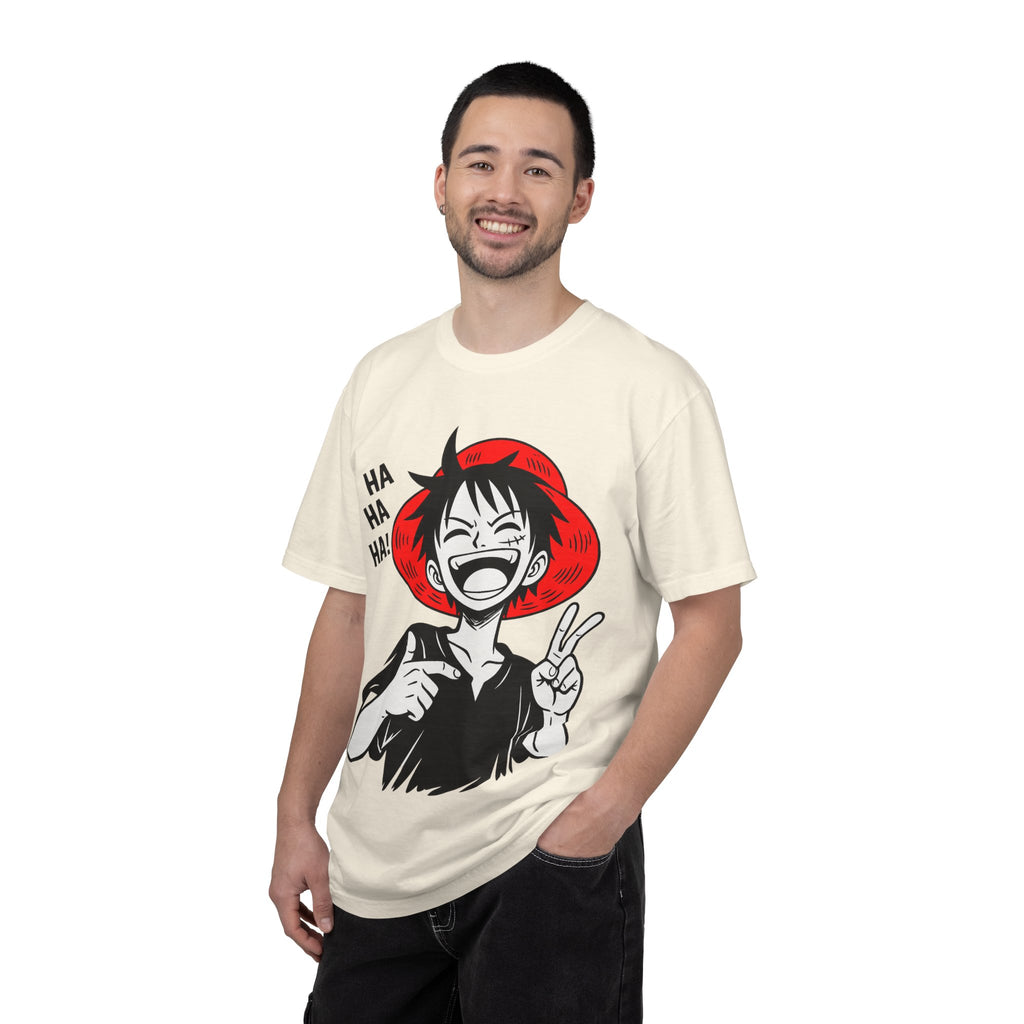 Anime Luffy Laughing Graphic T-shirt - Monkey D. Luffy Peace Sign Tee