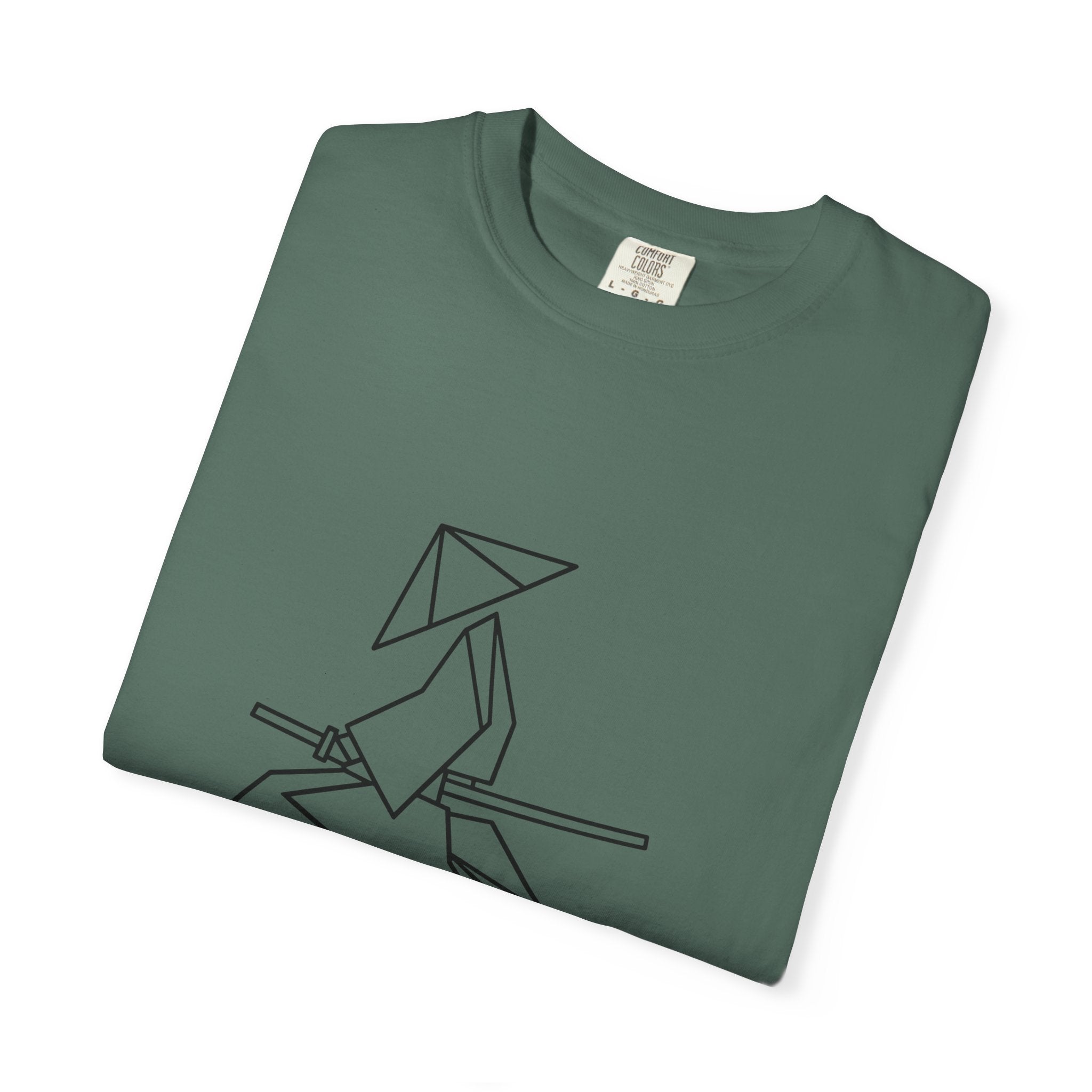 Samurai Line Art T-Shirt — Minimal Origami Swordsman Graphic Tee
