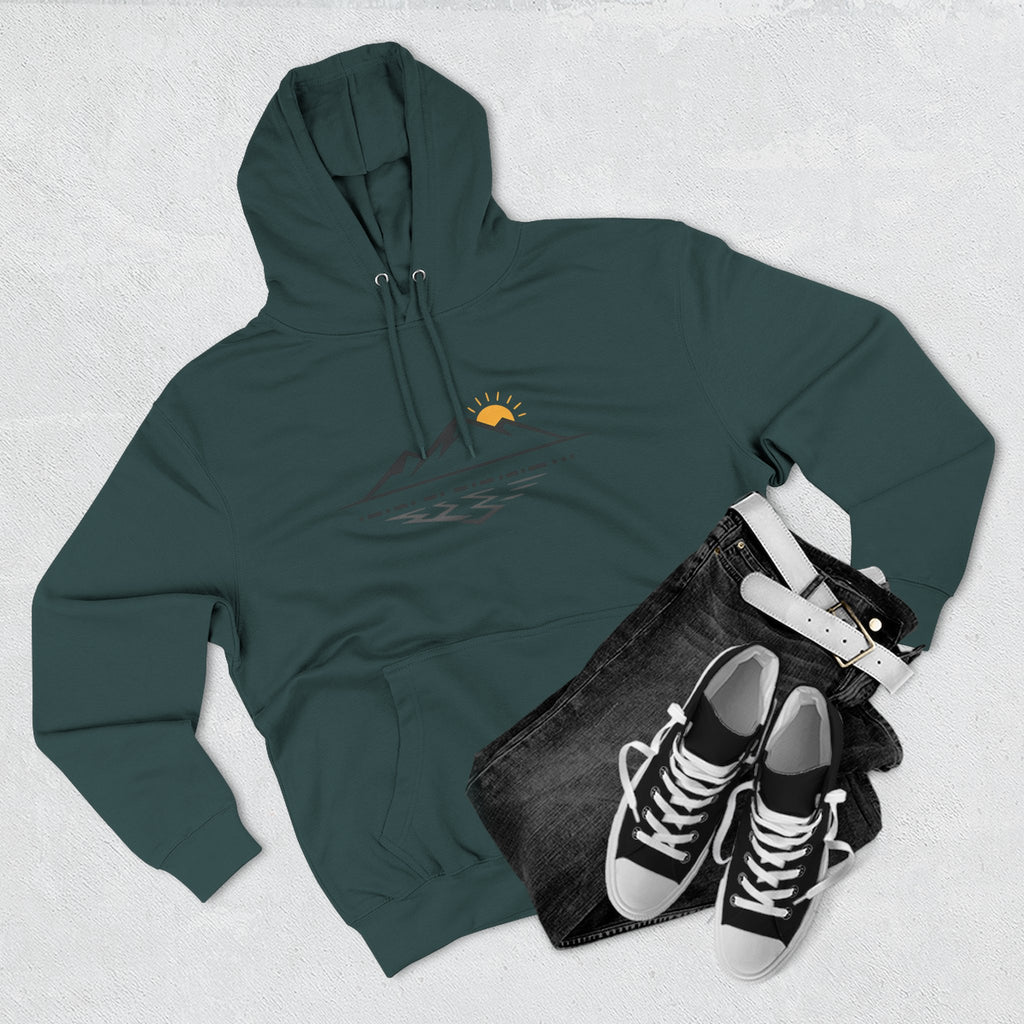 Mountain Sunrise Hoodie — Minimal Outdoor Graphic Pullover