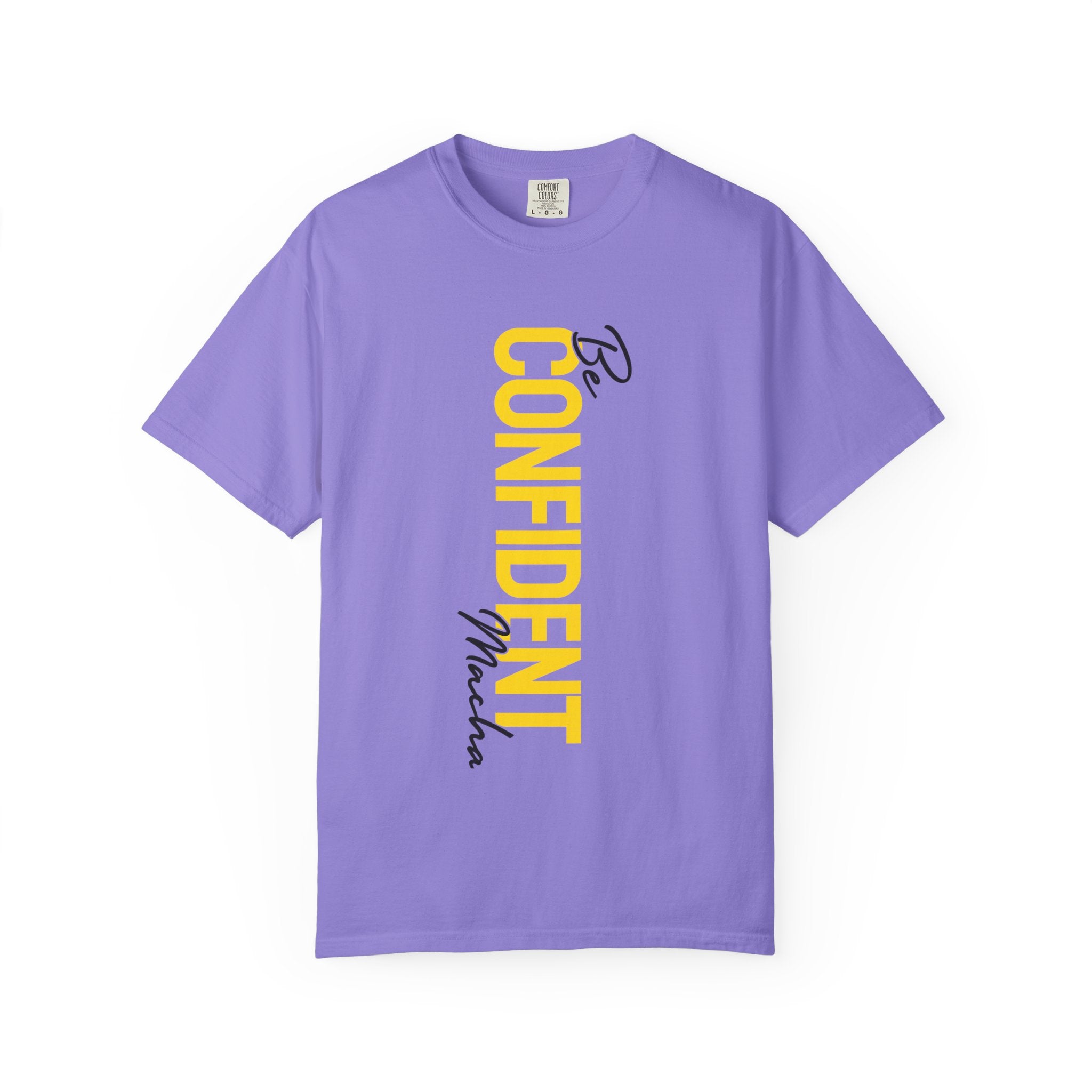 Be Confident Vertical Text T-Shirt — Motivational Graphic Tee