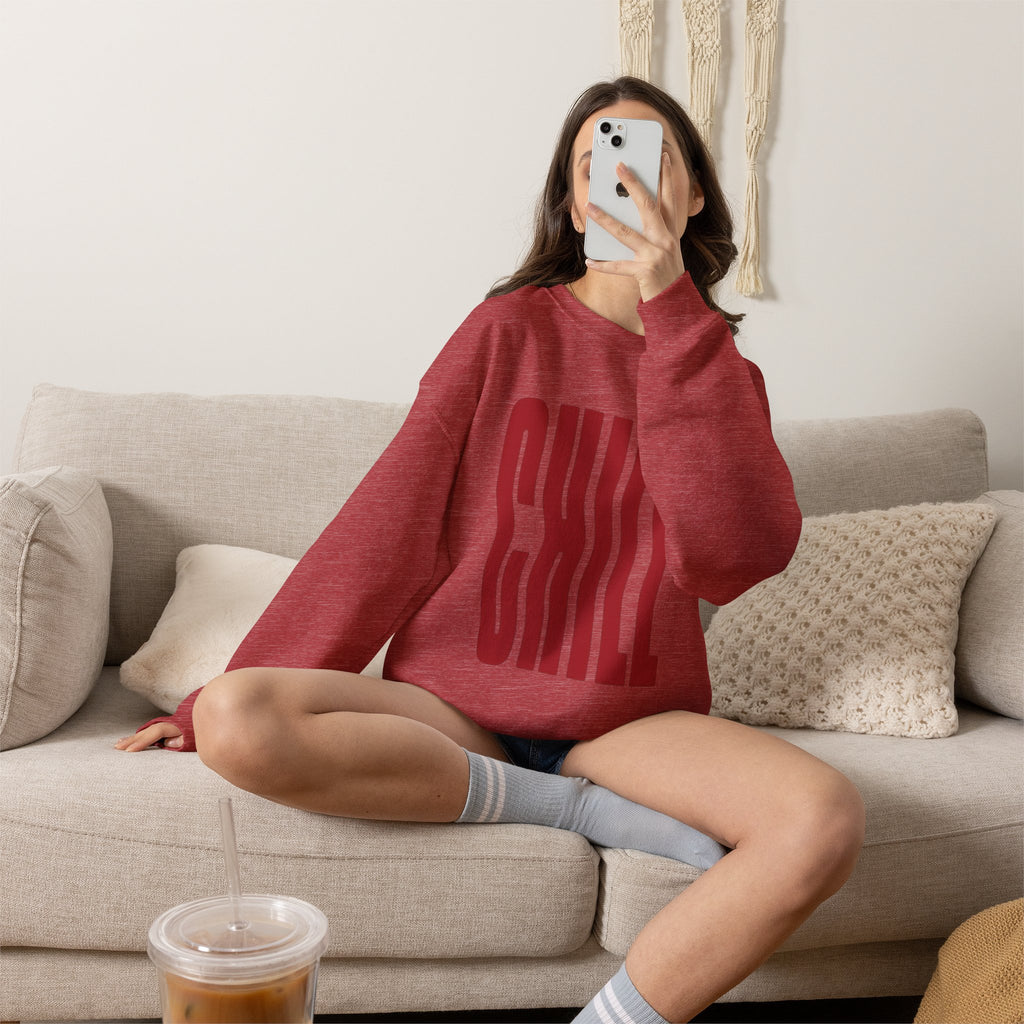 Chill Distorted Text Crewneck Sweatshirt