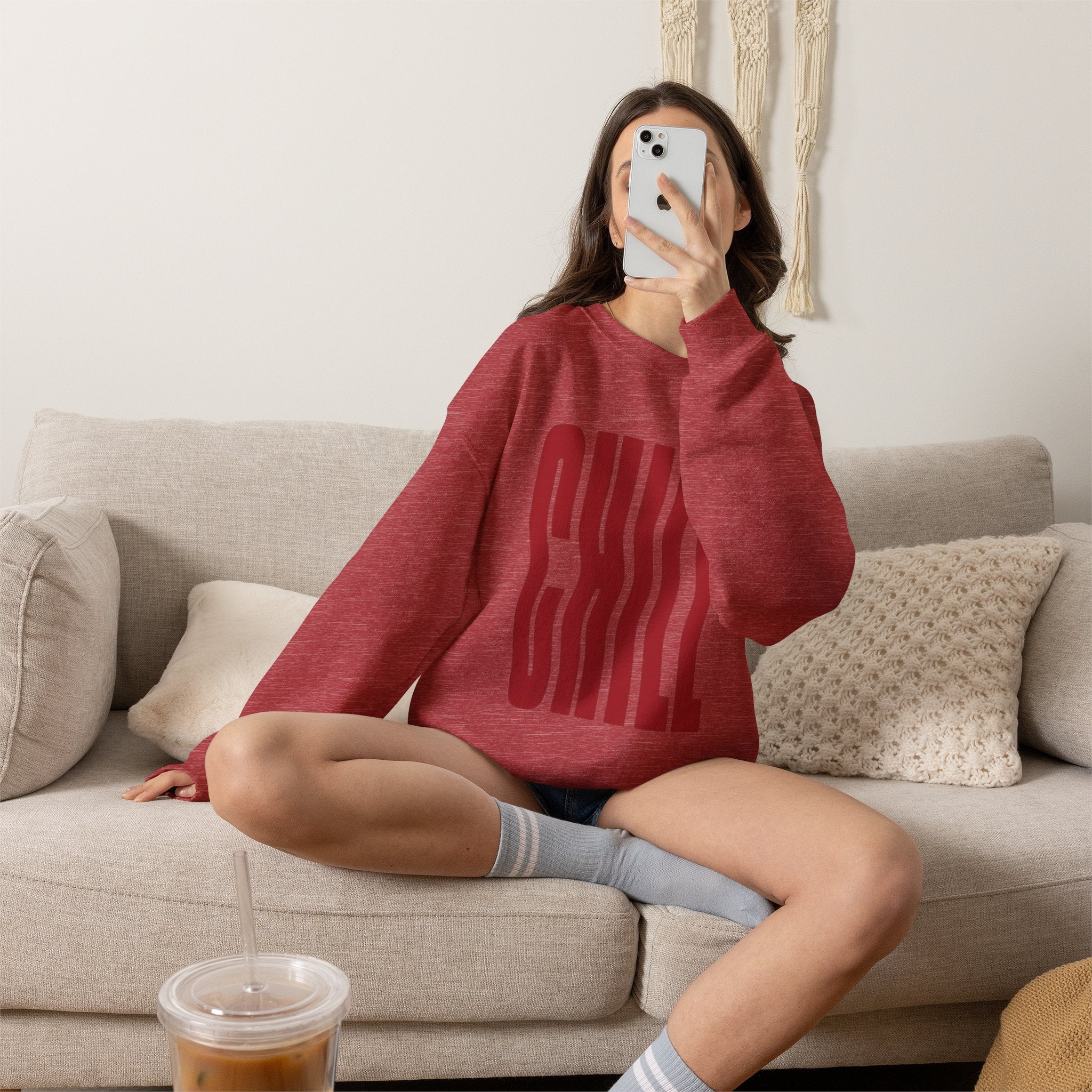 Chill Distorted Text Crewneck Sweatshirt
