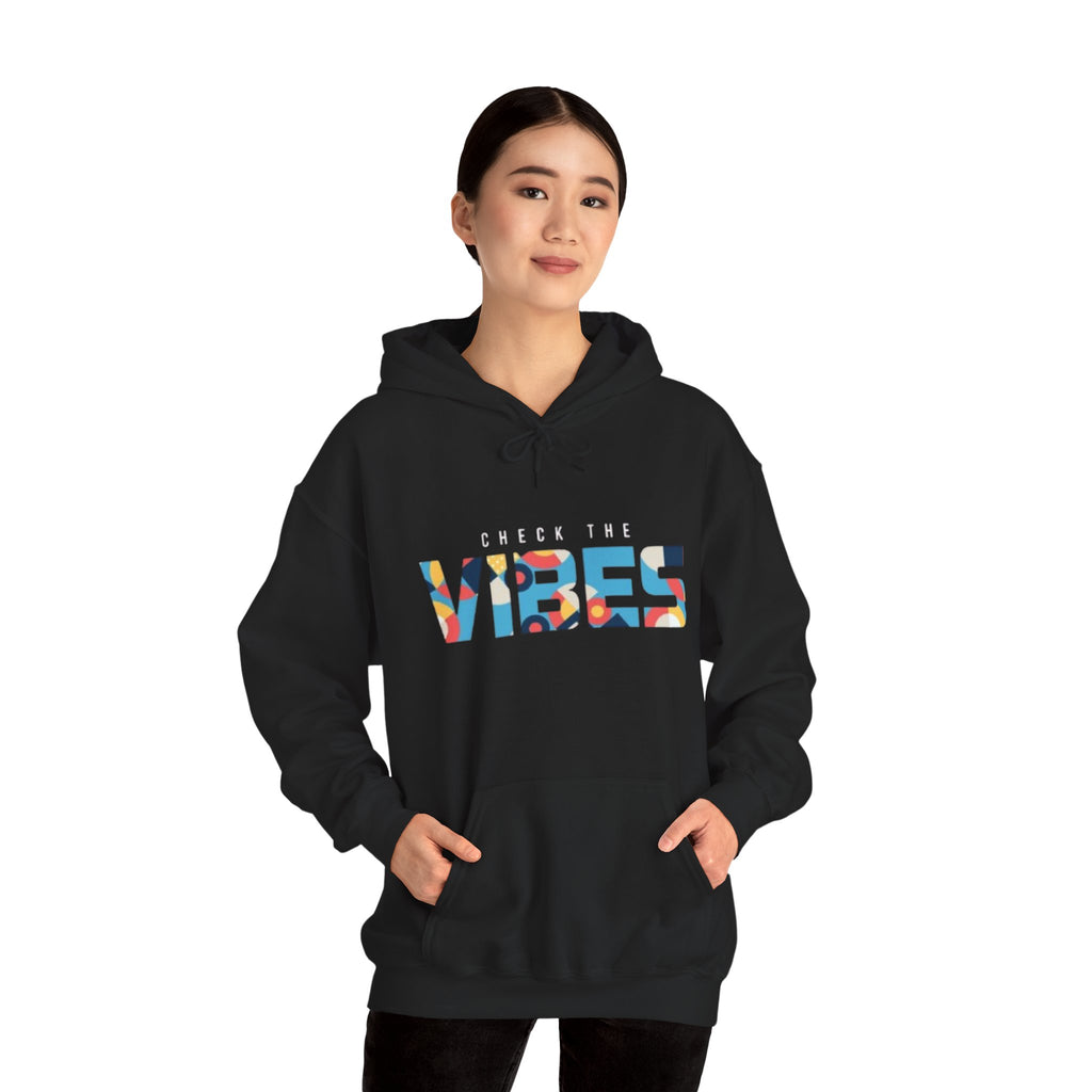 Check The Vibes Hoodie – Colorful Retro Graphic Pullover