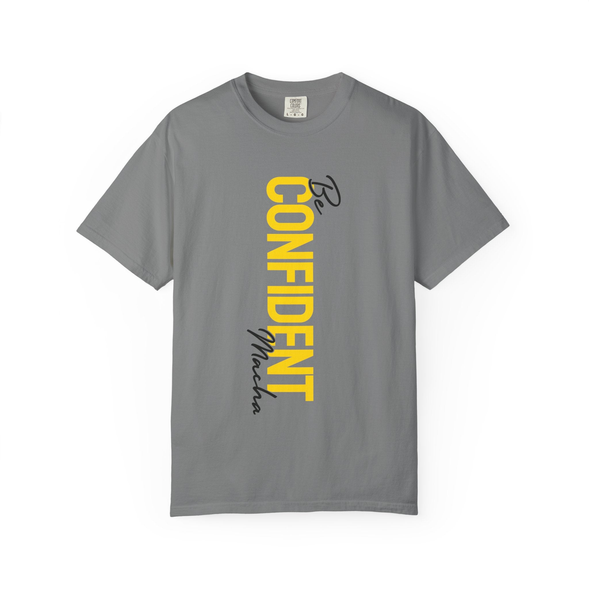 Be Confident Vertical Text T-Shirt — Motivational Graphic Tee
