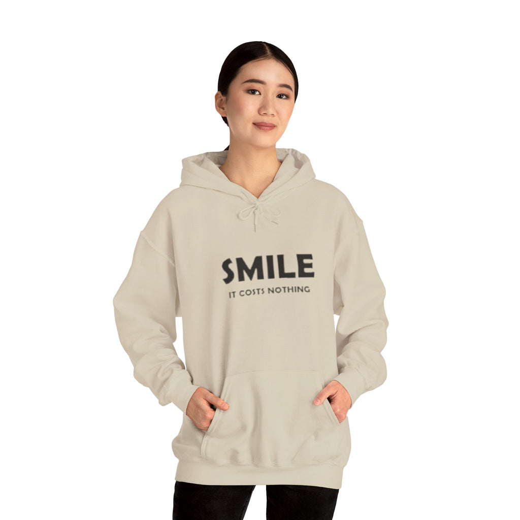 Smile It Costs Nothing Hoodie — Minimalist Positive Message Hooded Sweatshirt