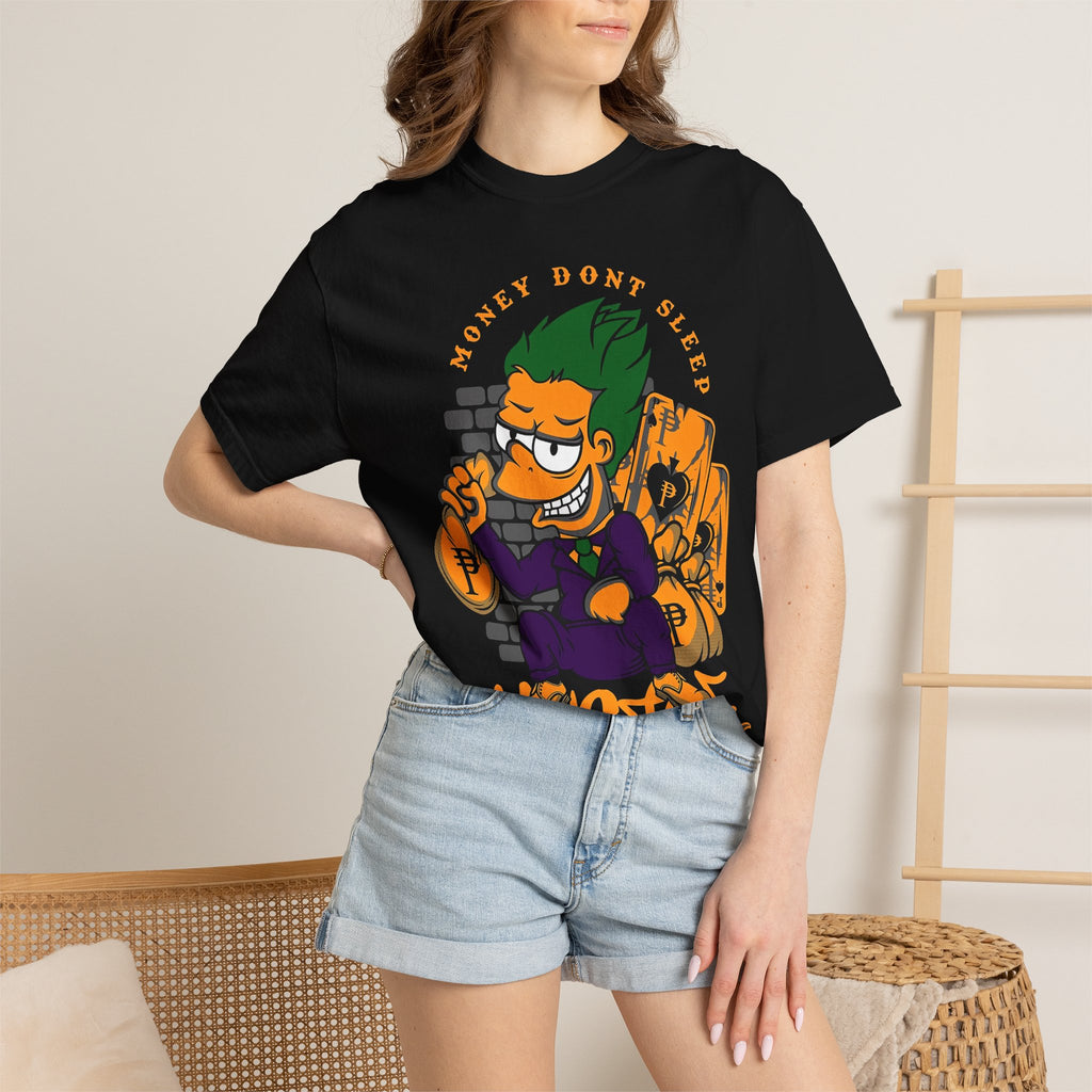 T-Shirt — 'Money Don’t Sleep' Cartoon Hustle Tee