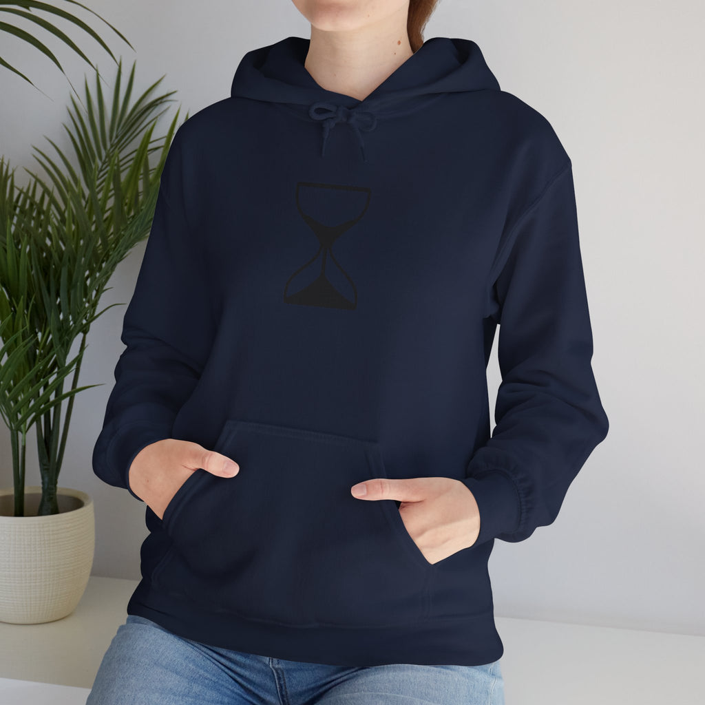 Hourglass Minimalist Hoodie — Simple Time Symbol Pullover