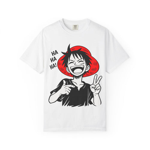 Anime Luffy Laughing Graphic T-shirt - Monkey D. Luffy Peace Sign Tee
