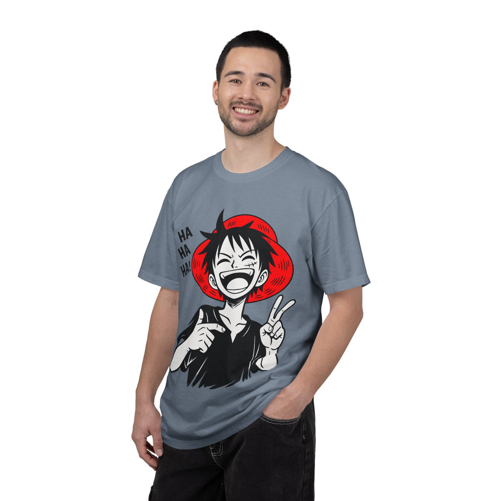 Anime Luffy Laughing Graphic T-shirt - Monkey D. Luffy Peace Sign Tee