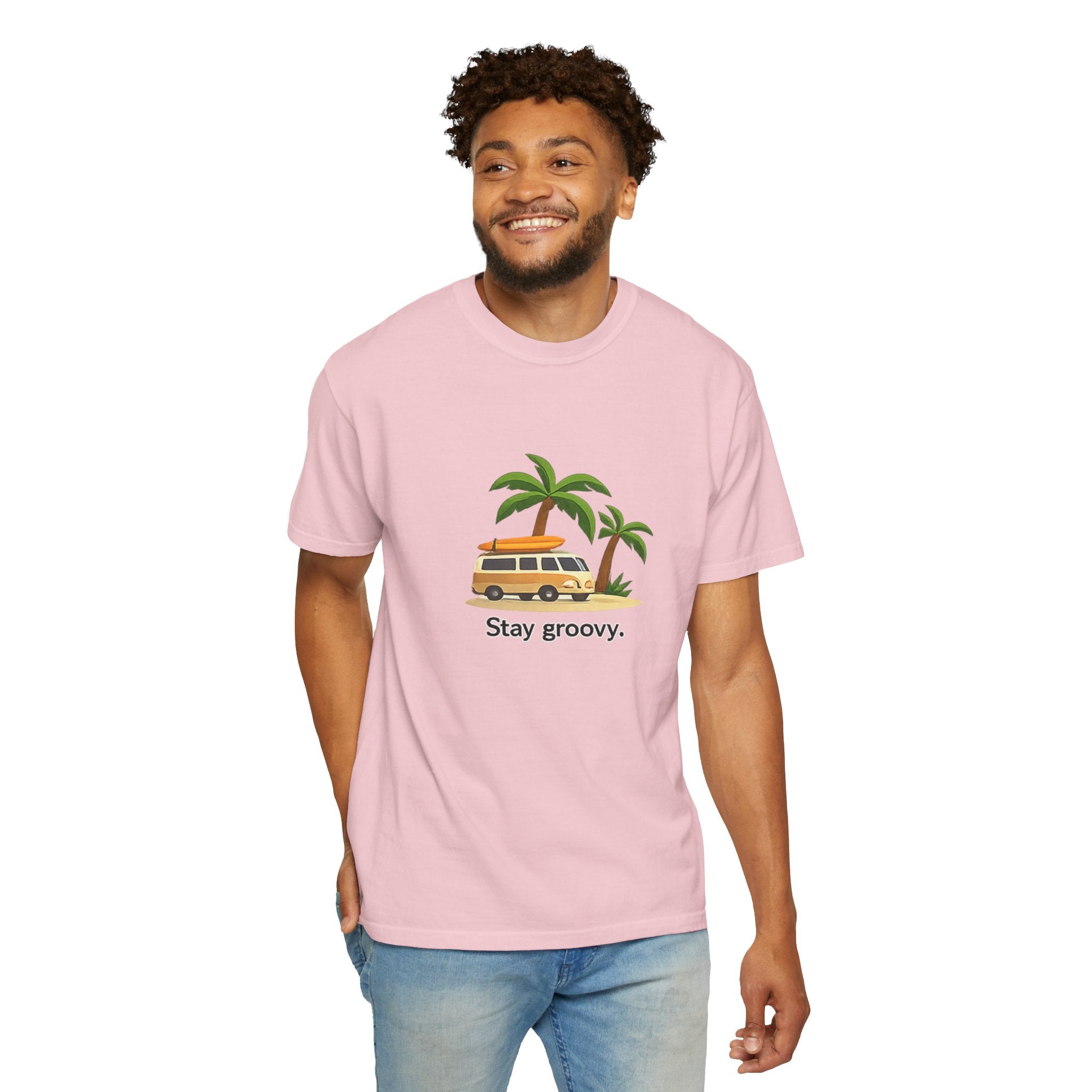 Vintage Surf Van T-Shirt – "Stay Groovy" Retro Beach Tee