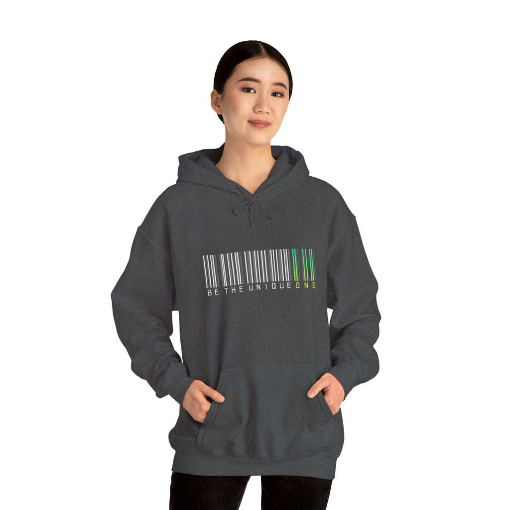 Unique One Barcode Hoodie — "Be the Unique One" Graphic Pullover