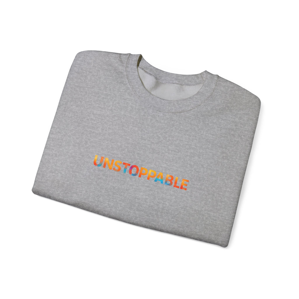 Unstoppable Crewneck Sweatshirt — Inspirational Rainbow Text Pullover