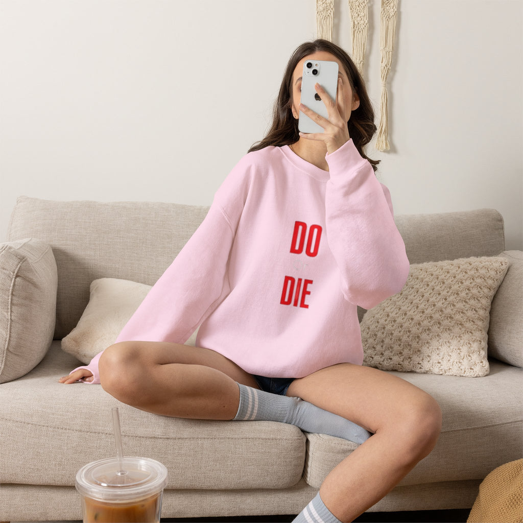 Crewneck Sweatshirt – Minimal 'DO / DIE' Red Vertical Typography