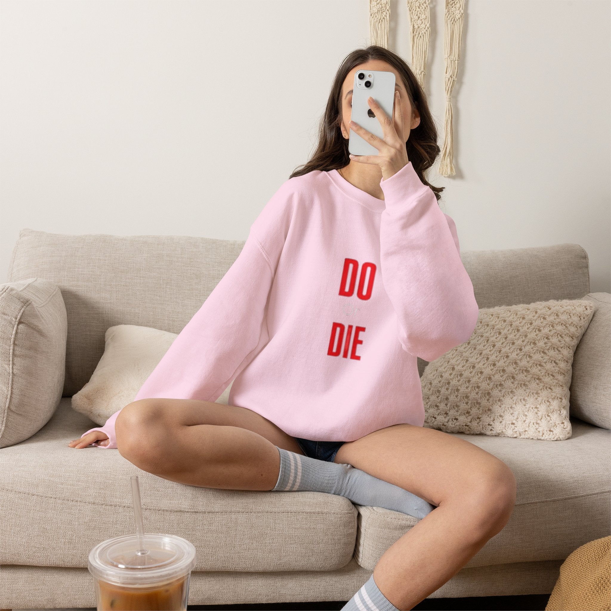 Crewneck Sweatshirt – Minimal 'DO / DIE' Red Vertical Typography