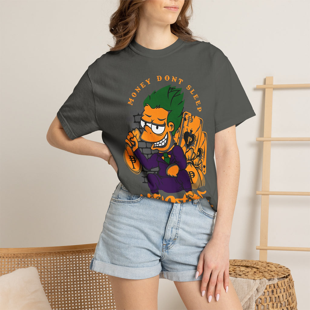 T-Shirt — 'Money Don’t Sleep' Cartoon Hustle Tee