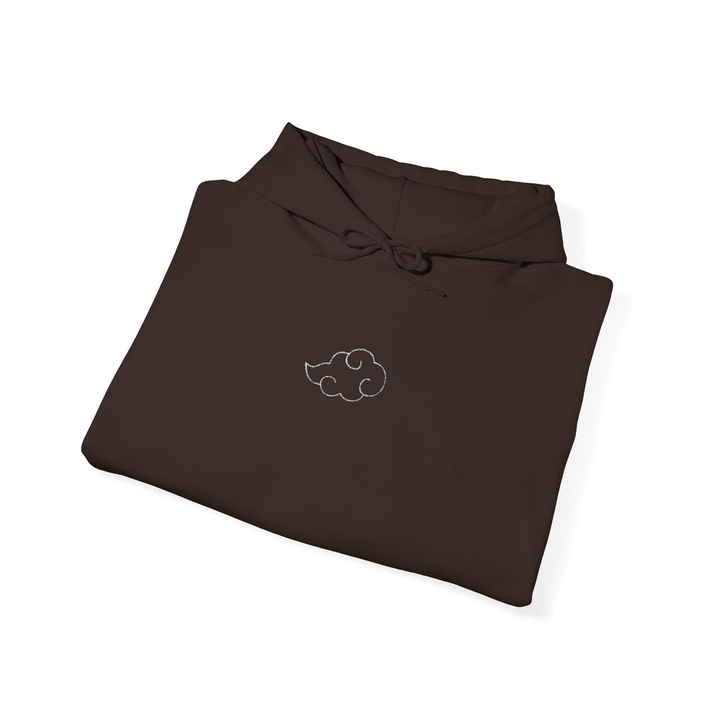 Minimal Cloud Outline Hoodie — Small White Cloud Graphic Embroidered