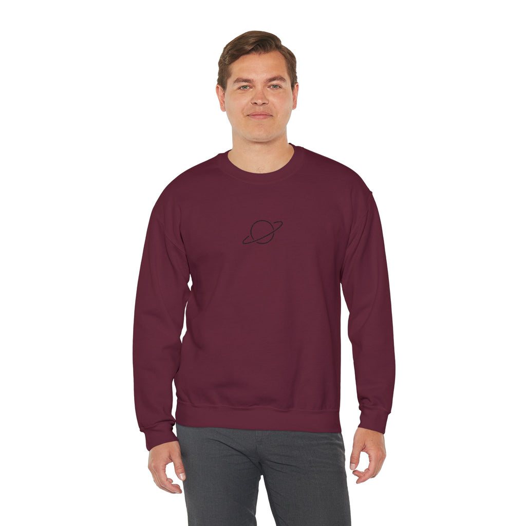 Minimal Planet Crewneck Sweatshirt Embroidered