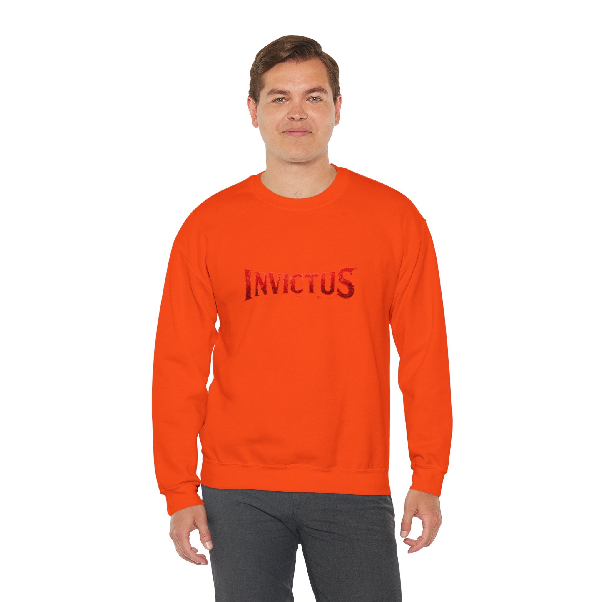 Invictus Crewneck Sweatshirt — Bold Red Script Pullover