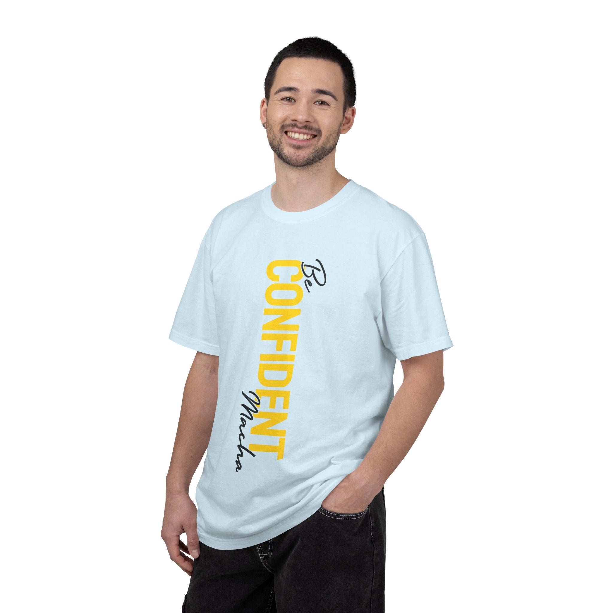 Be Confident Vertical Text T-Shirt — Motivational Graphic Tee