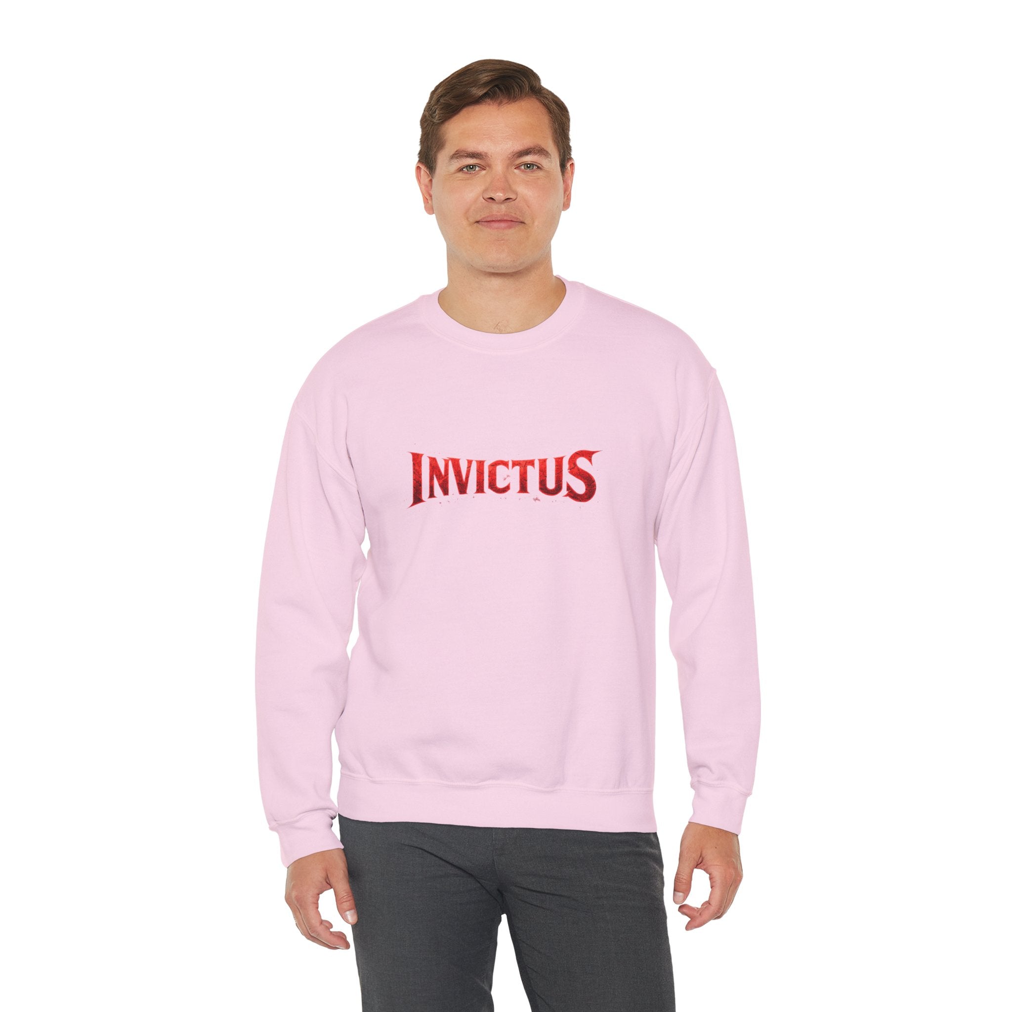Invictus Crewneck Sweatshirt — Bold Red Script Pullover