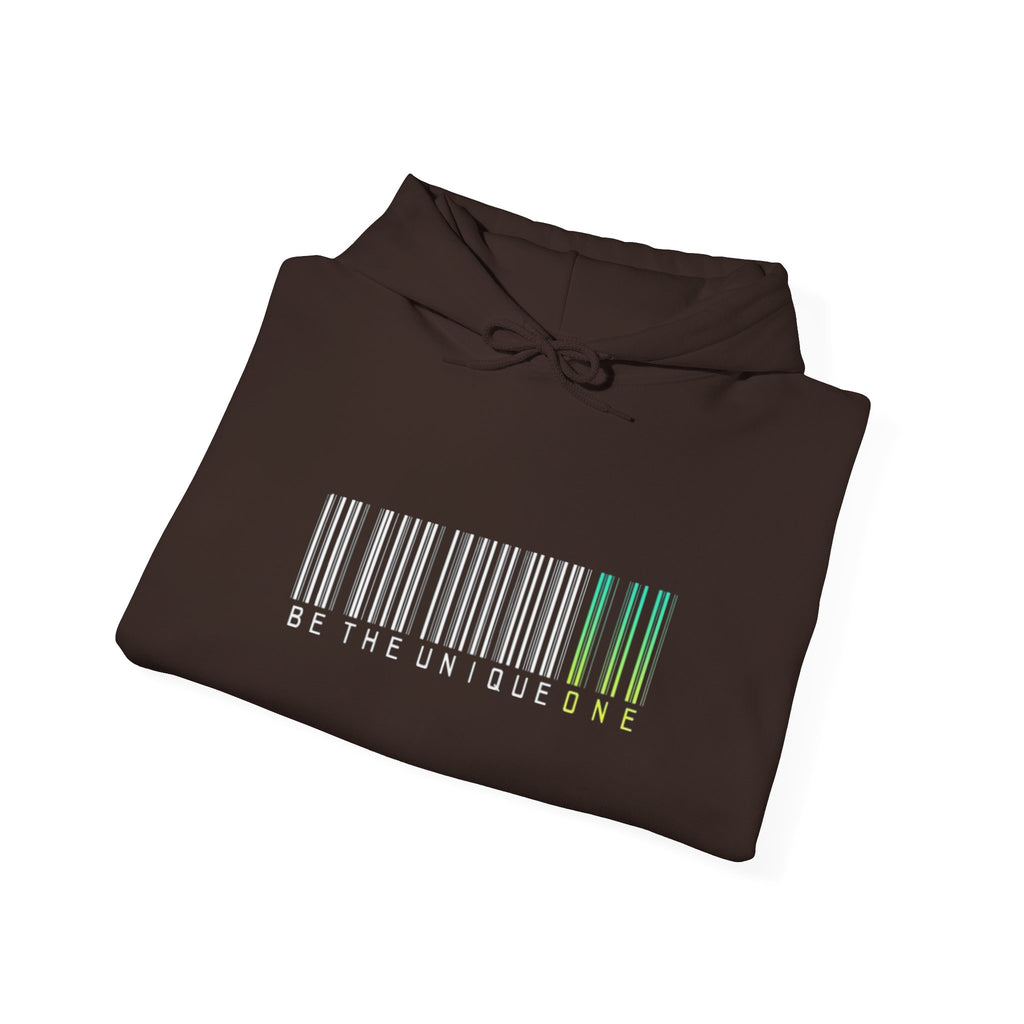 Unique One Barcode Hoodie — "Be the Unique One" Graphic Pullover