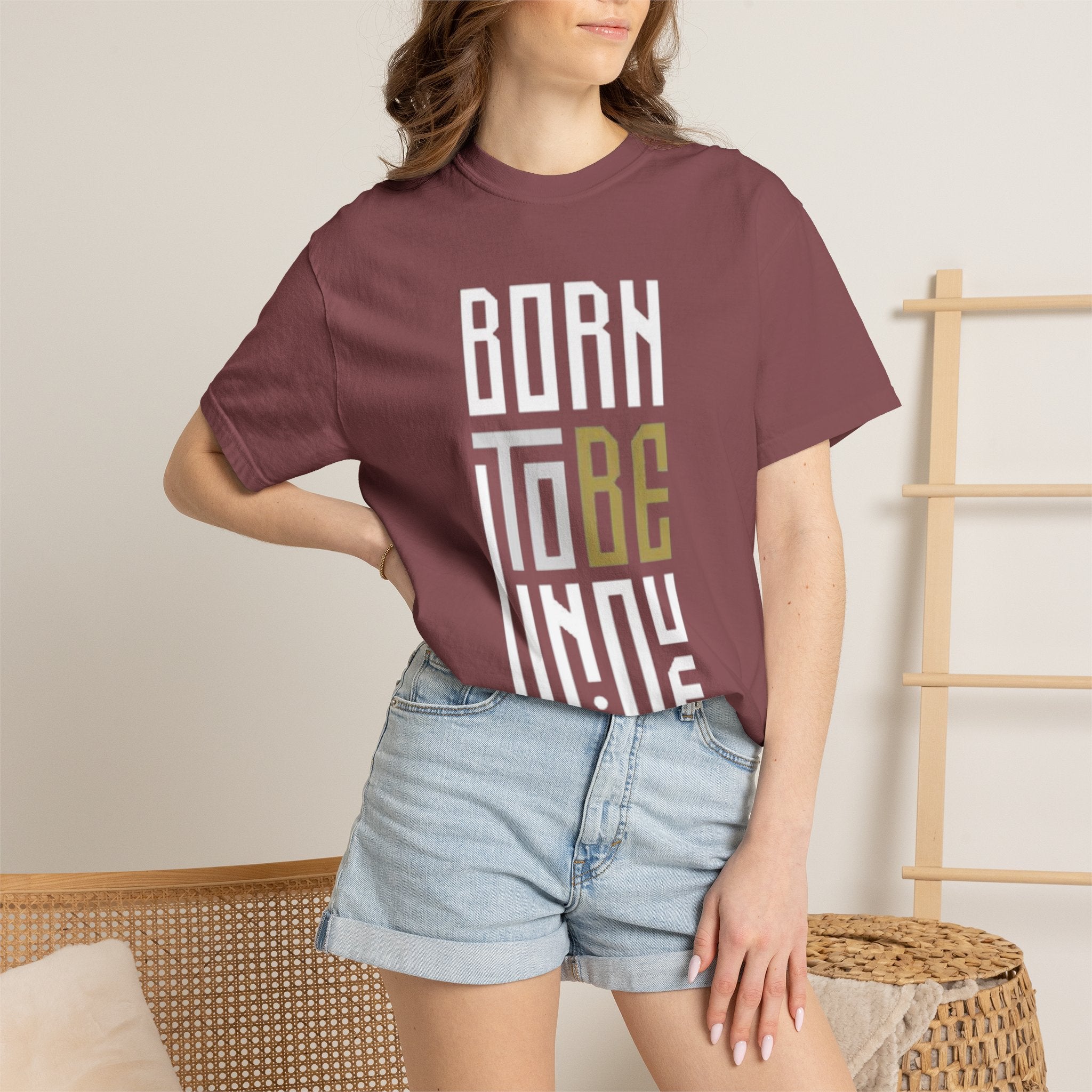 T-Shirt — "Born To Be Untile" Bold Vertical Typography Tee
