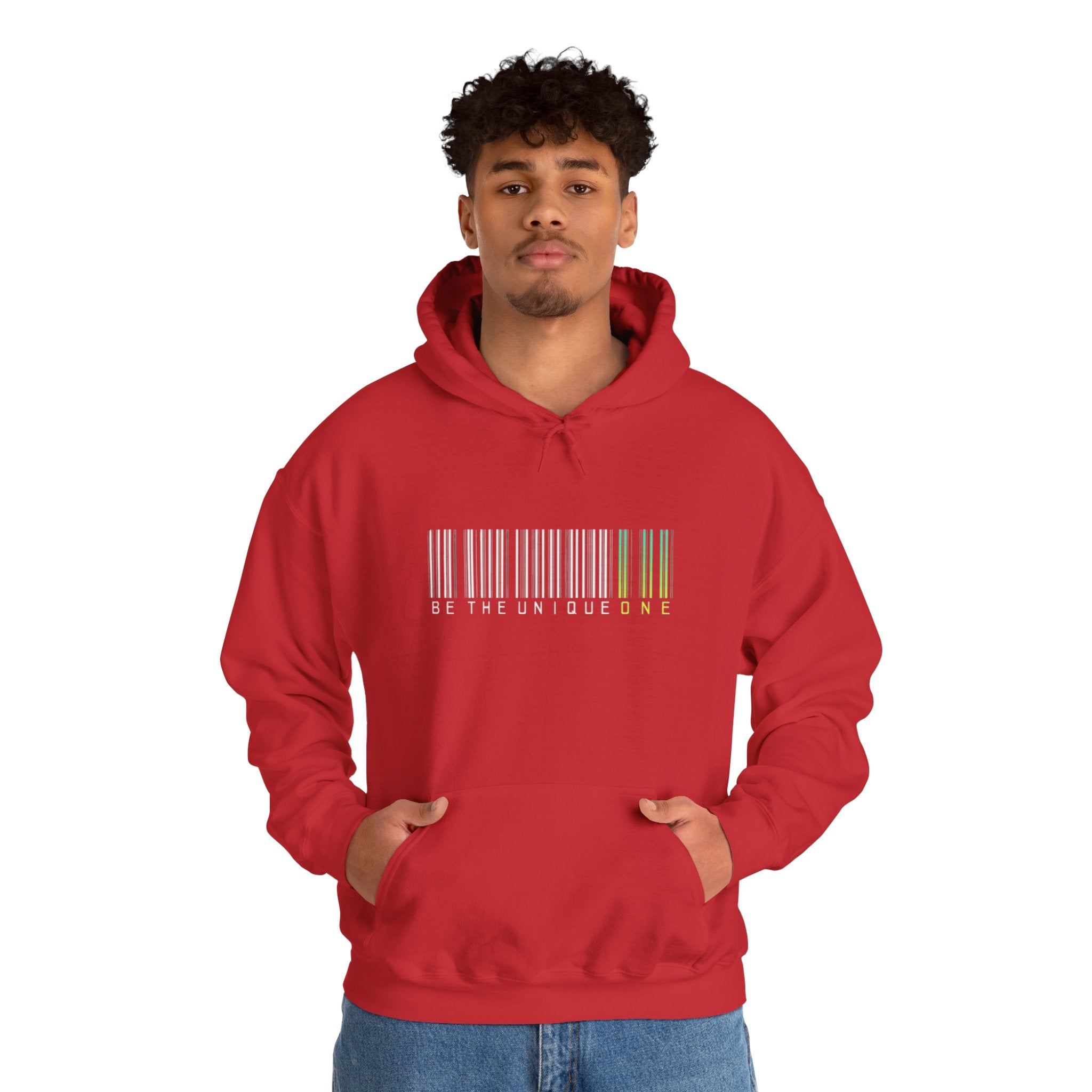 Unique One Barcode Hoodie — "Be the Unique One" Graphic Pullover
