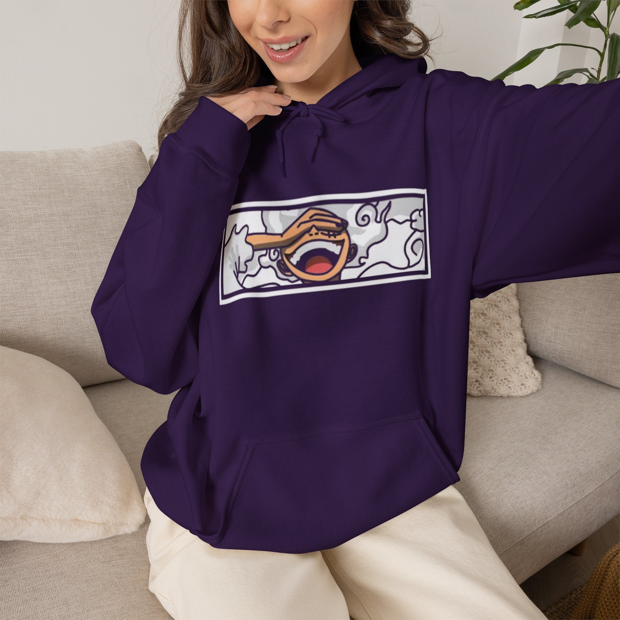 Laughing Mouth Graphic Hoodie — Anime Smile Streetwear Hoodie