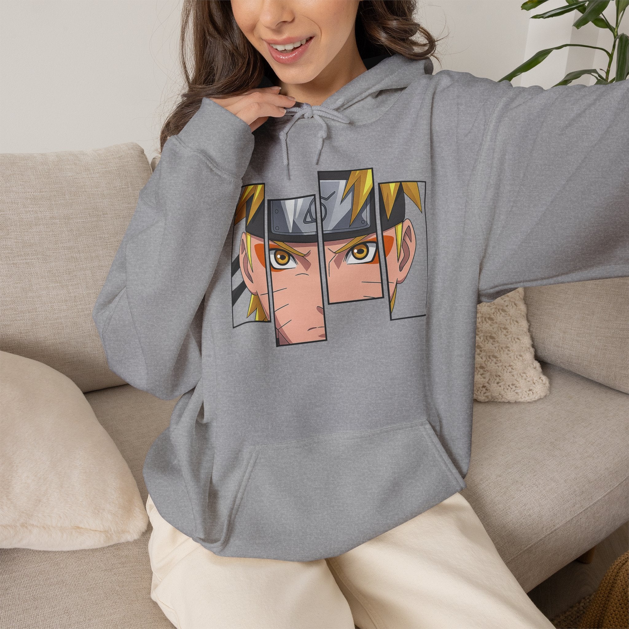 Anime Eyes Split-Panel Hoodie
