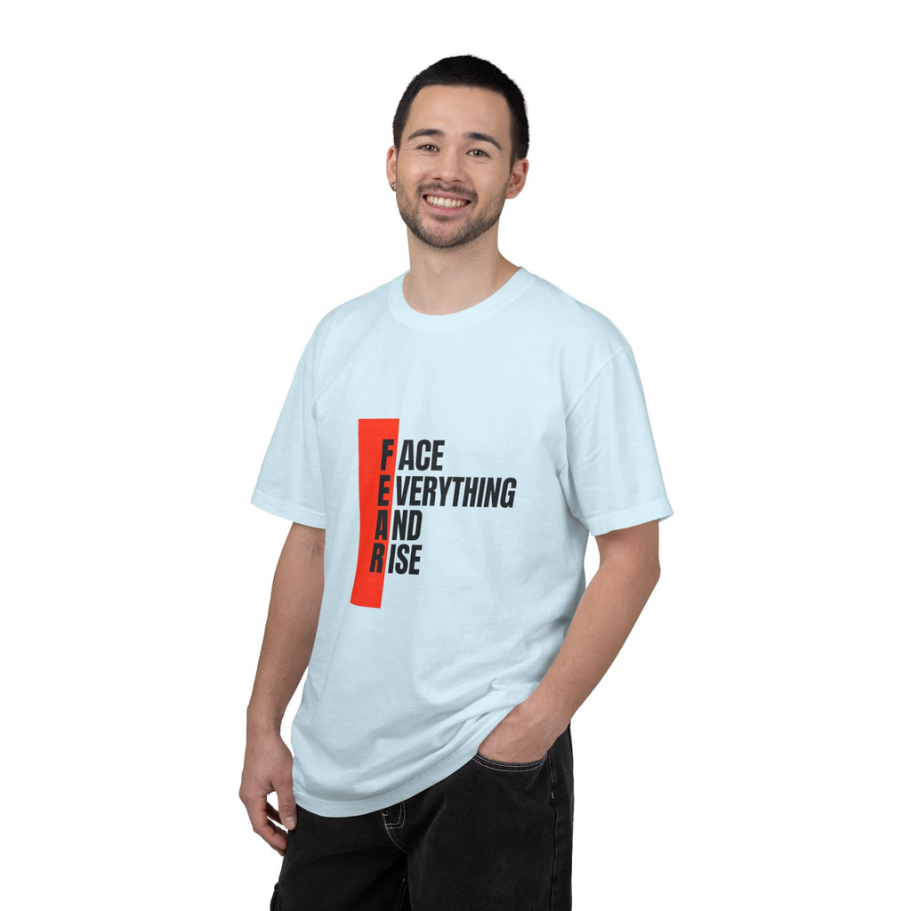 Motivational T-Shirt — "FEAR: Face Everything And Rise" Bold Red Accent