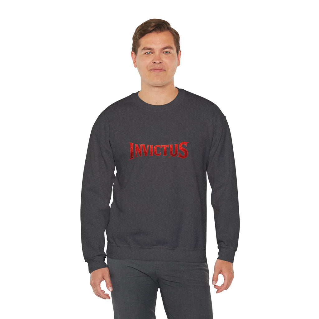 Invictus Crewneck Sweatshirt — Bold Red Script Pullover
