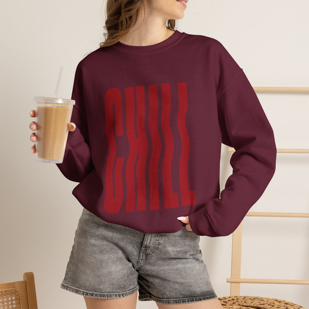 Chill Distorted Text Crewneck Sweatshirt